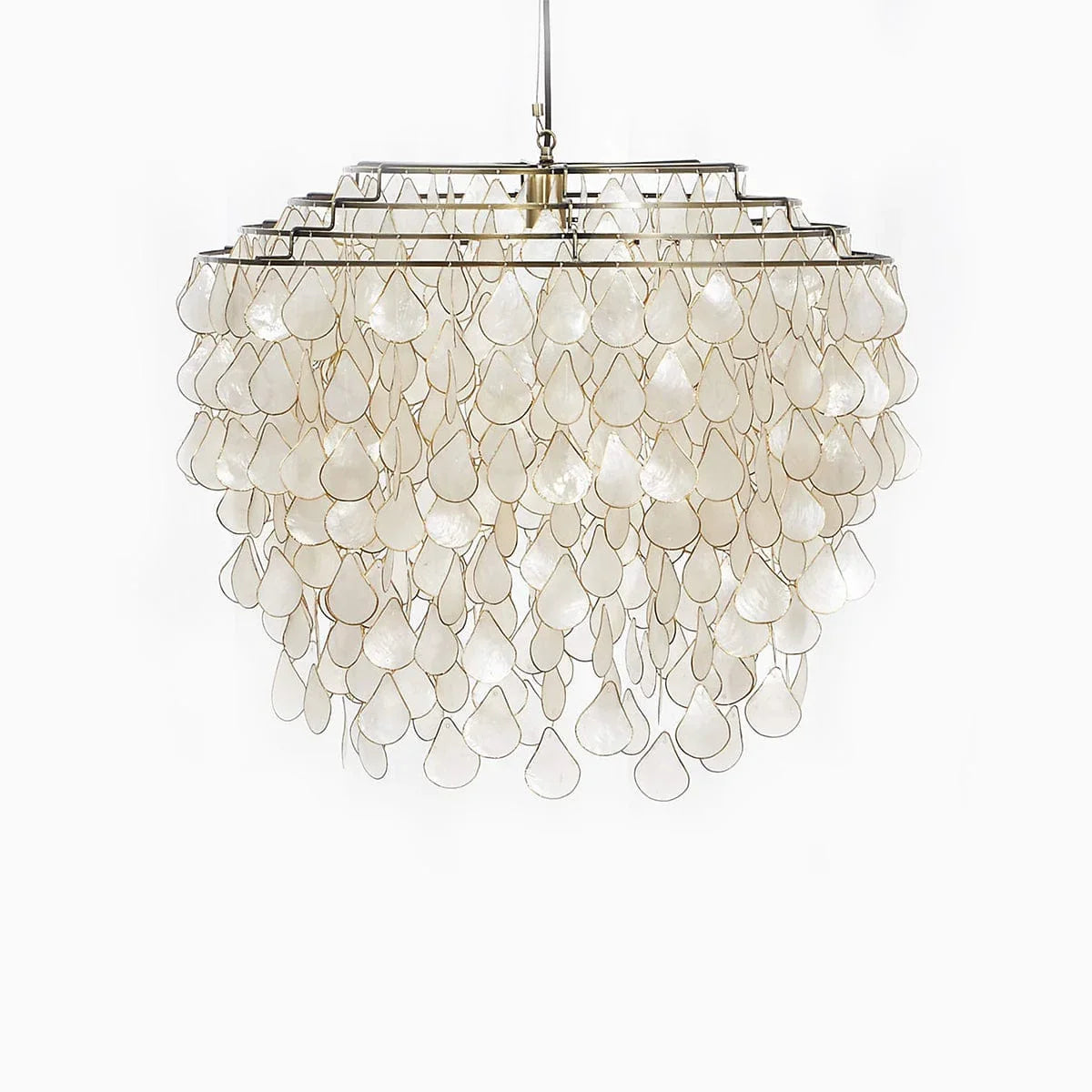 Metavaya Chandelier 60cm x H 70 cm / copper Teardrop Capiz Chandelier 6938617781835 M2023092410-1