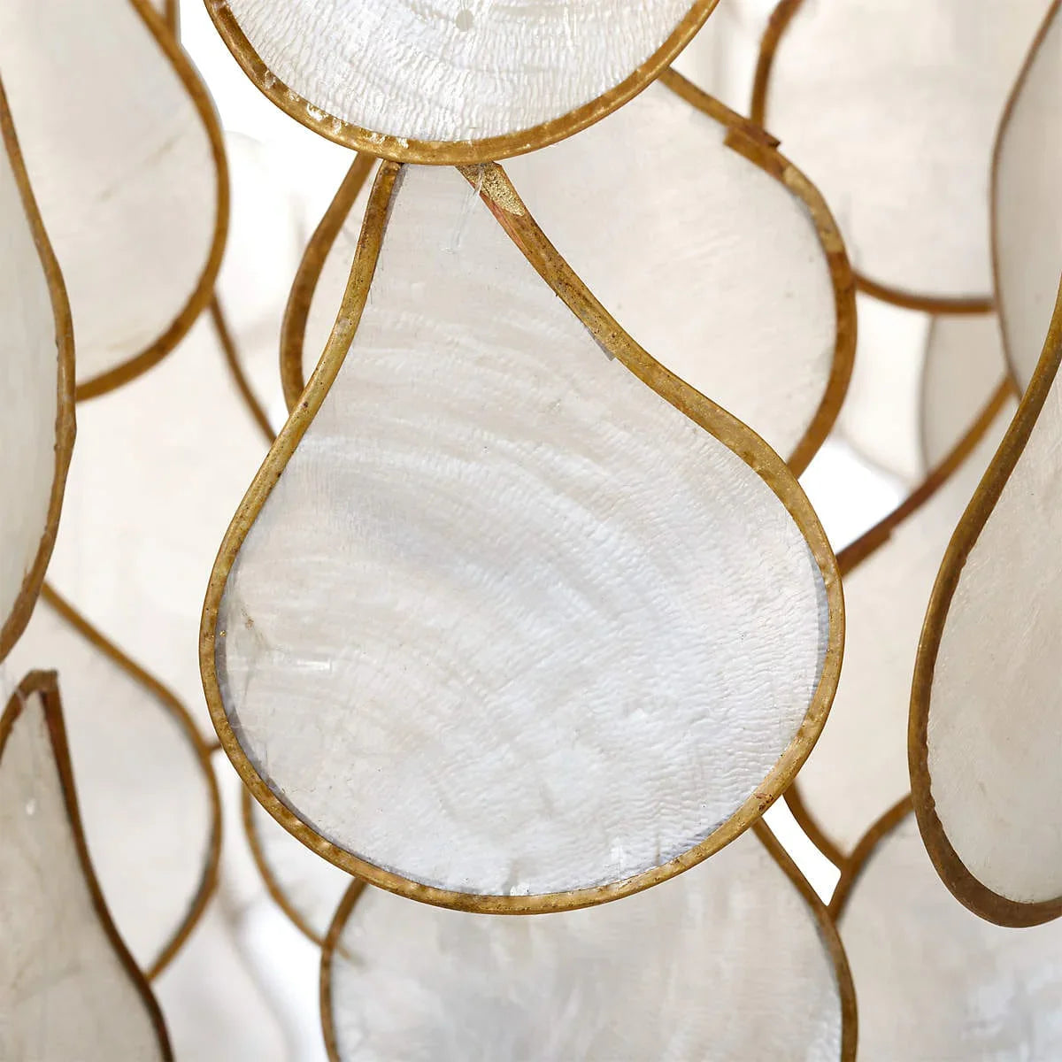 Metavaya Chandelier 60cm x H 70 cm / copper Teardrop Capiz Chandelier 6938617781835 M2023092410-1