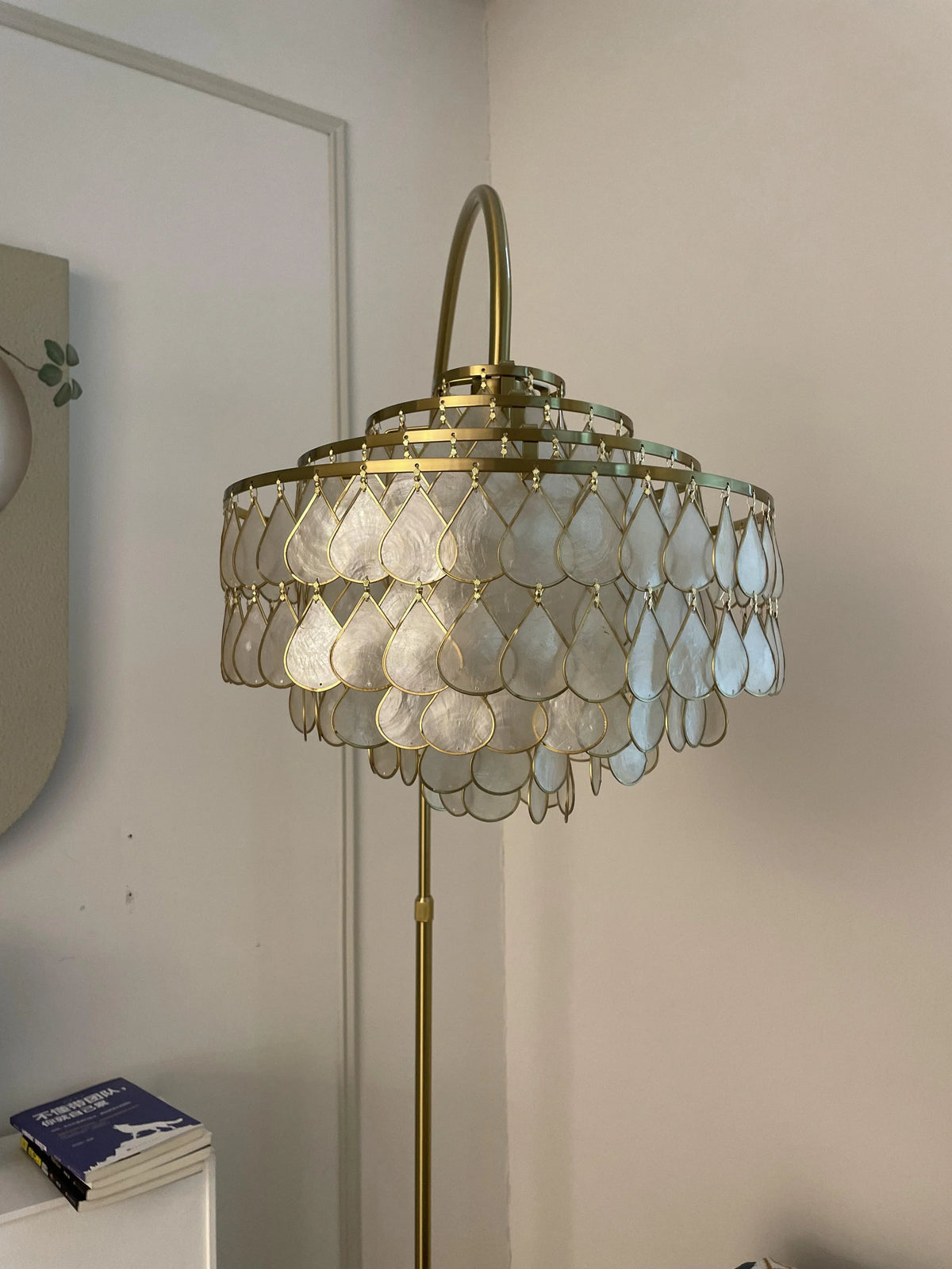 Teardrops Capiz Arc Floor Lamp - view 8 | Metavaya