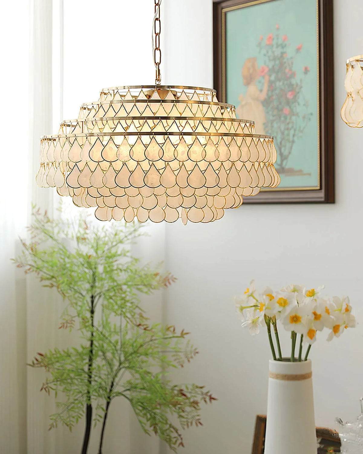 Teardrops Capiz Chandelier - view 14 | Metavaya