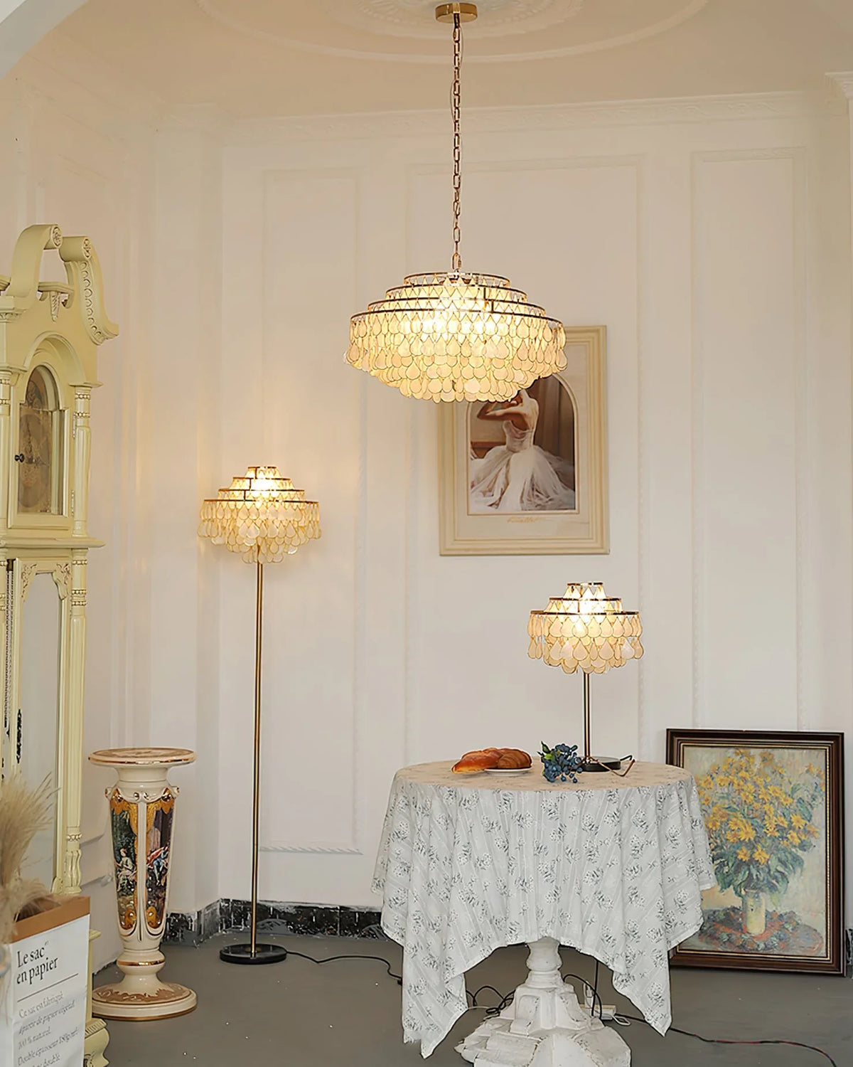 Teardrops Capiz Chandelier - view 15 | Metavaya