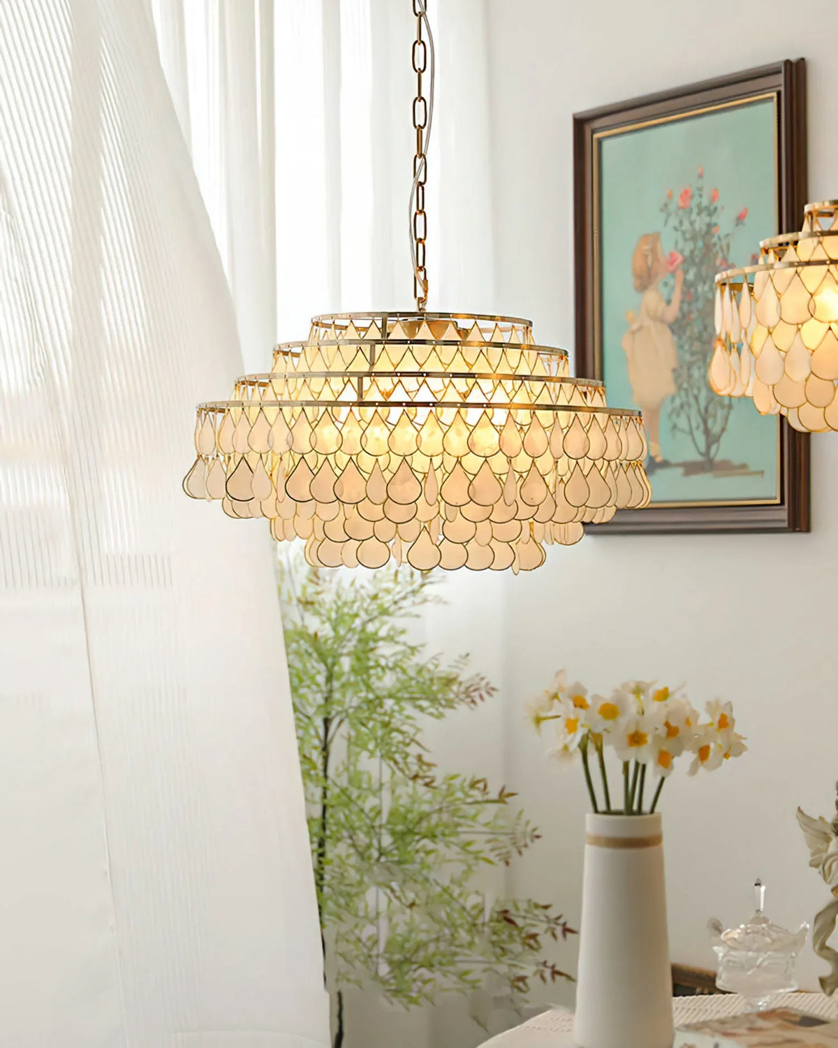 Teardrops Capiz Chandelier - view 10 | Metavaya
