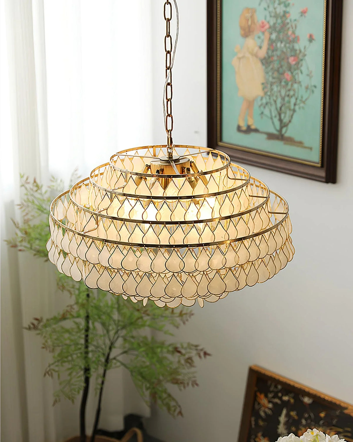 Teardrops Capiz Chandelier - view 18 | Metavaya