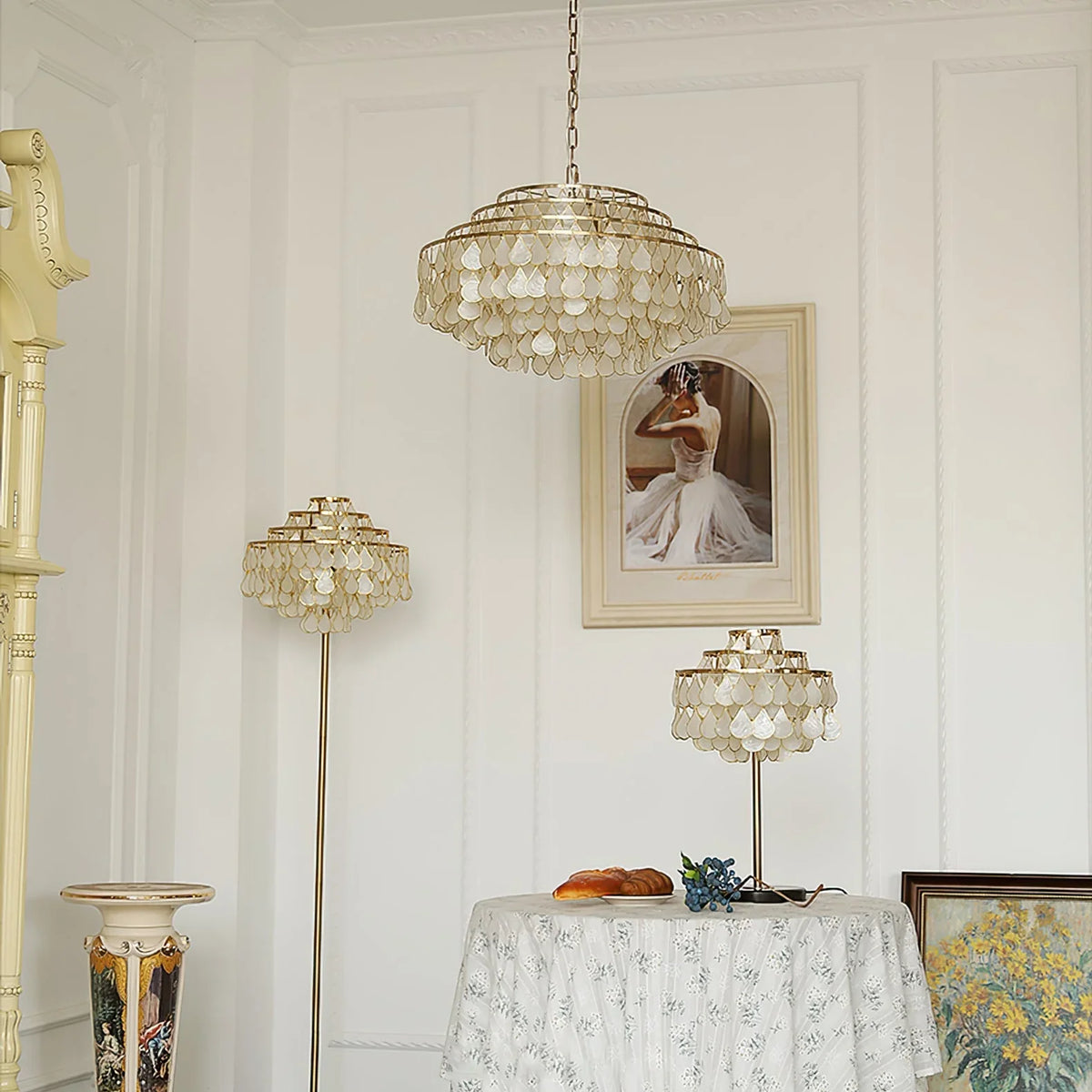 Teardrops Capiz Chandelier - view 5 | Metavaya