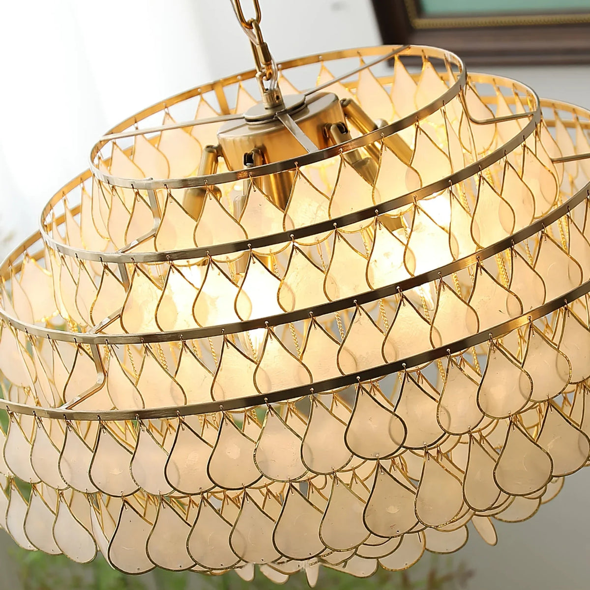 Teardrops Capiz Chandelier - view 20 | Metavaya