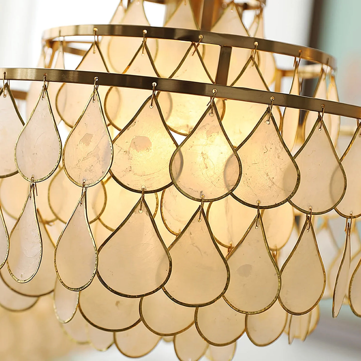 Teardrops Capiz Chandelier - view 21 | Metavaya