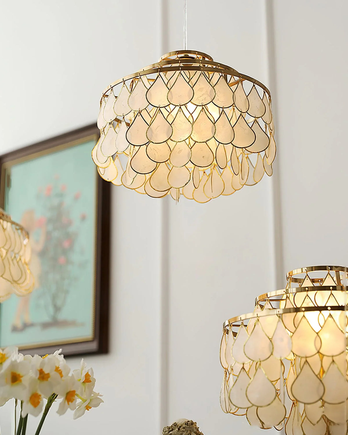 Teardrops Capiz Chandelier - view 19 | Metavaya