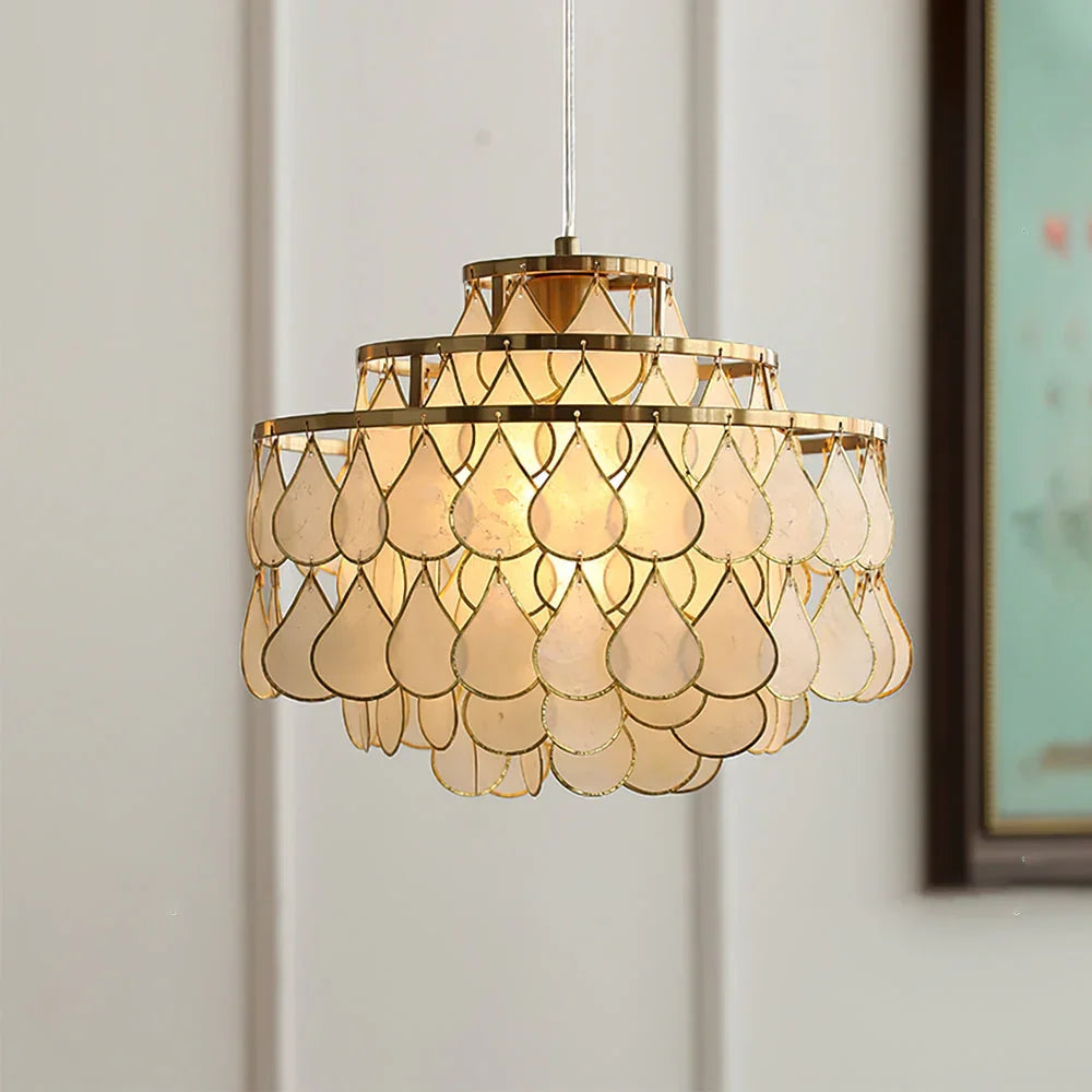 Teardrops Capiz Chandelier - view 2 | Metavaya
