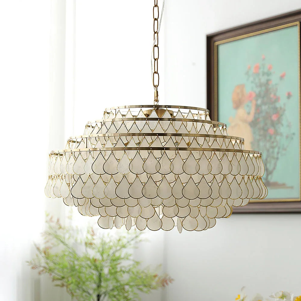 Teardrops Capiz Chandelier - view 7 | Metavaya