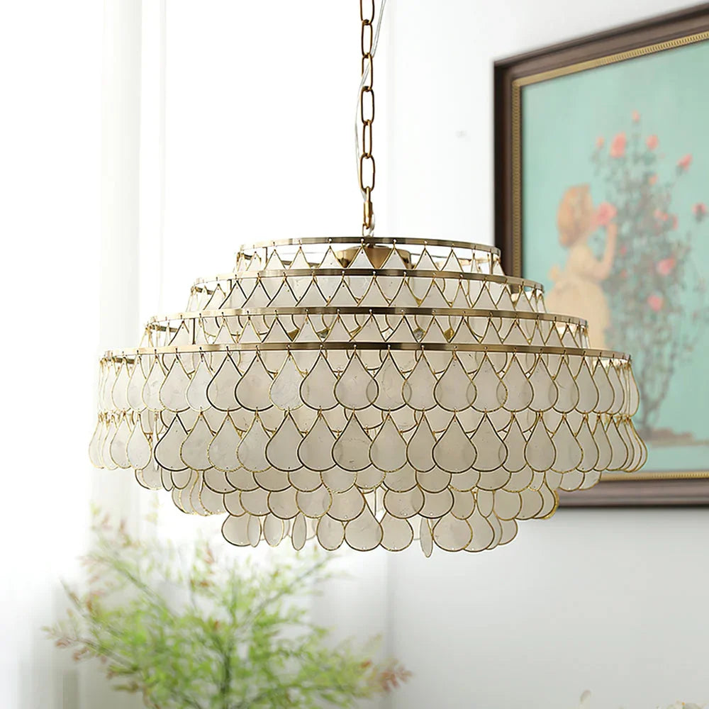 Teardrops Capiz Chandelier - view 8 | Metavaya