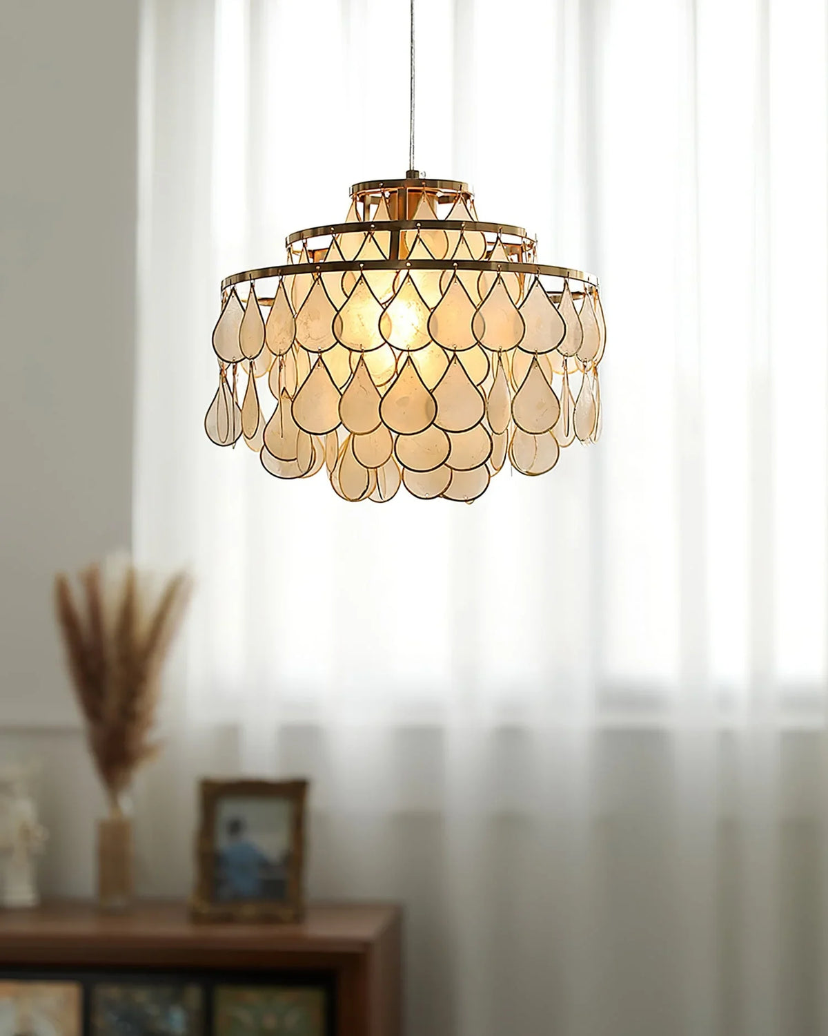 Teardrops Capiz Chandelier - view 13 | Metavaya