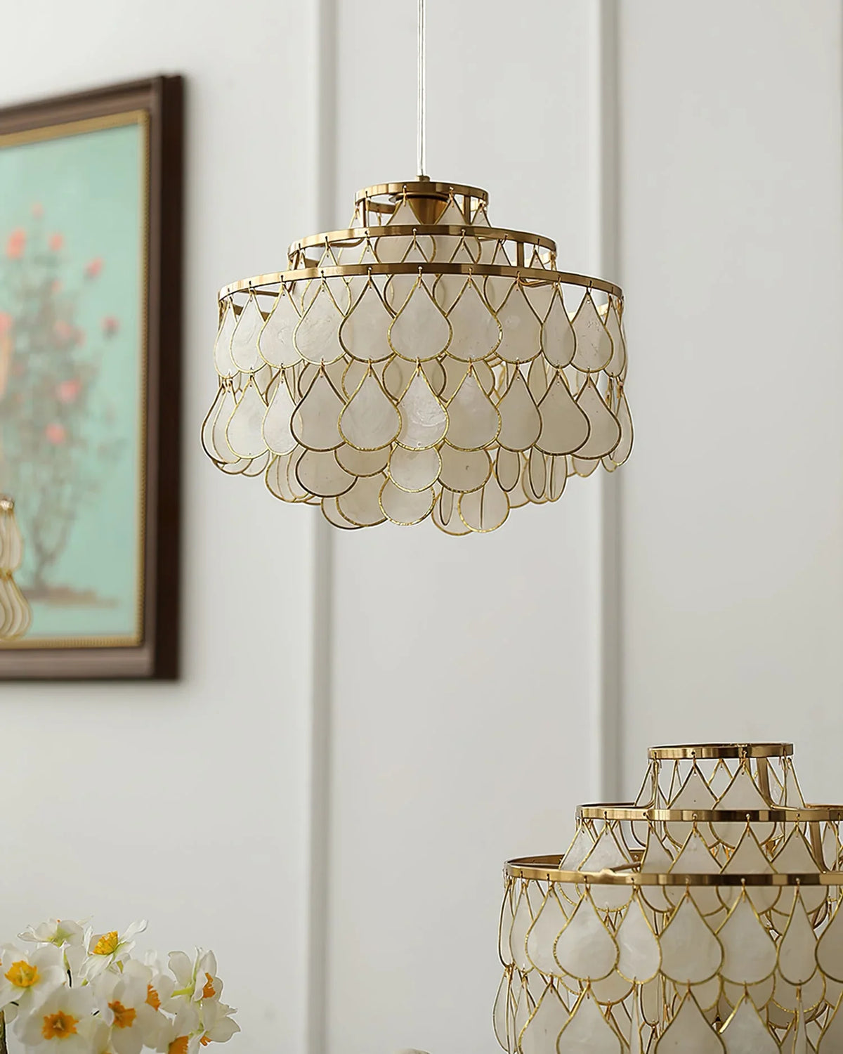 Teardrops Capiz Chandelier - view 16 | Metavaya