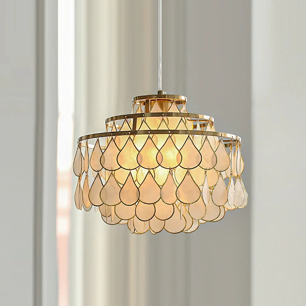 Teardrops Capiz Chandelier - view 9 | Metavaya