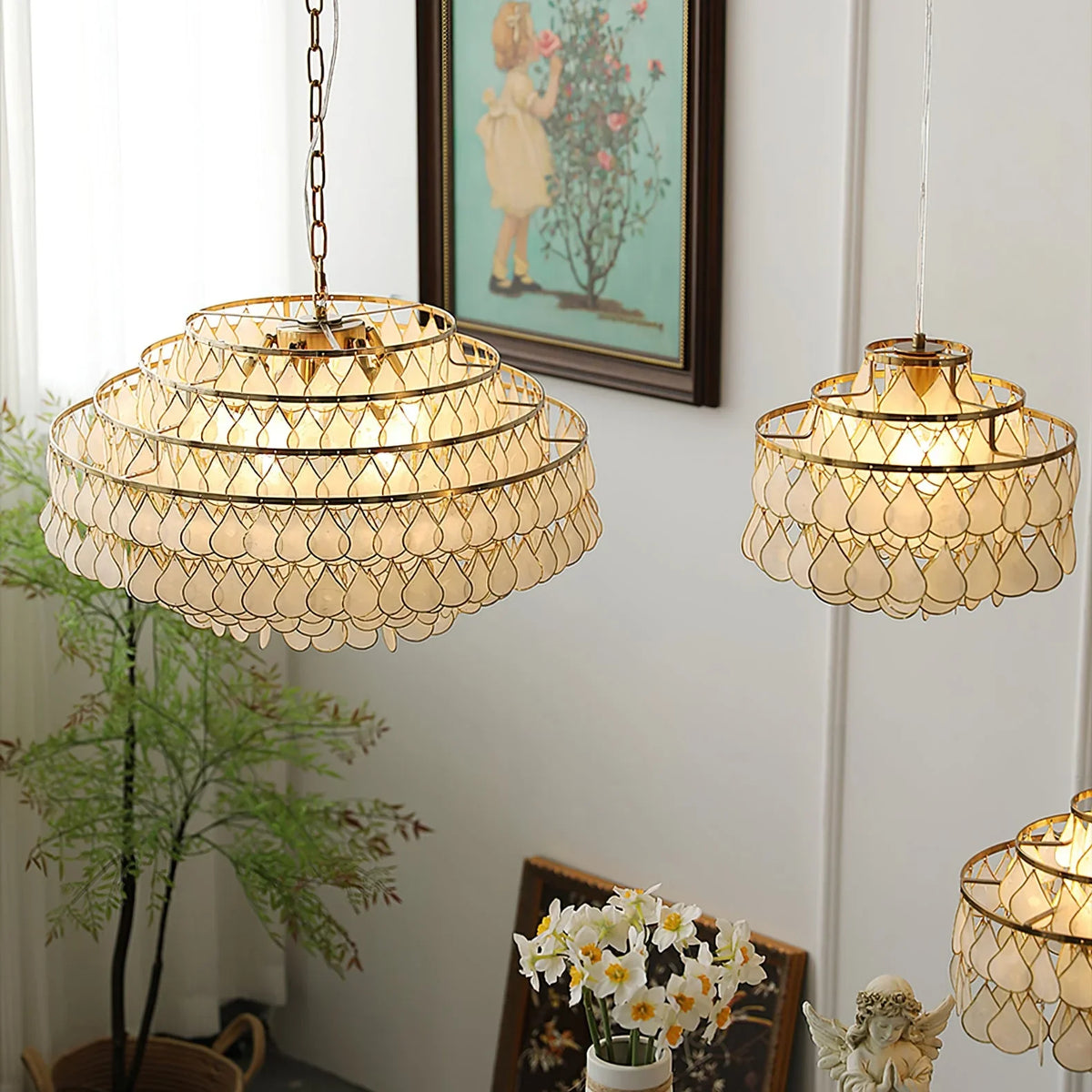 Teardrops Capiz Chandelier - view 3 | Metavaya