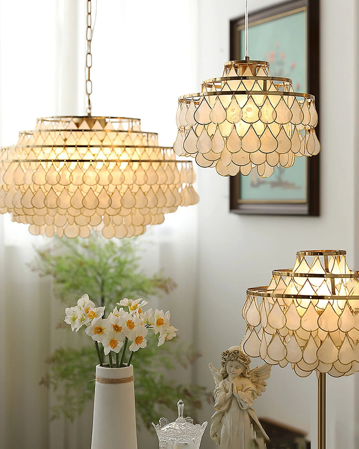 Teardrops Capiz Chandelier - view 11 | Metavaya
