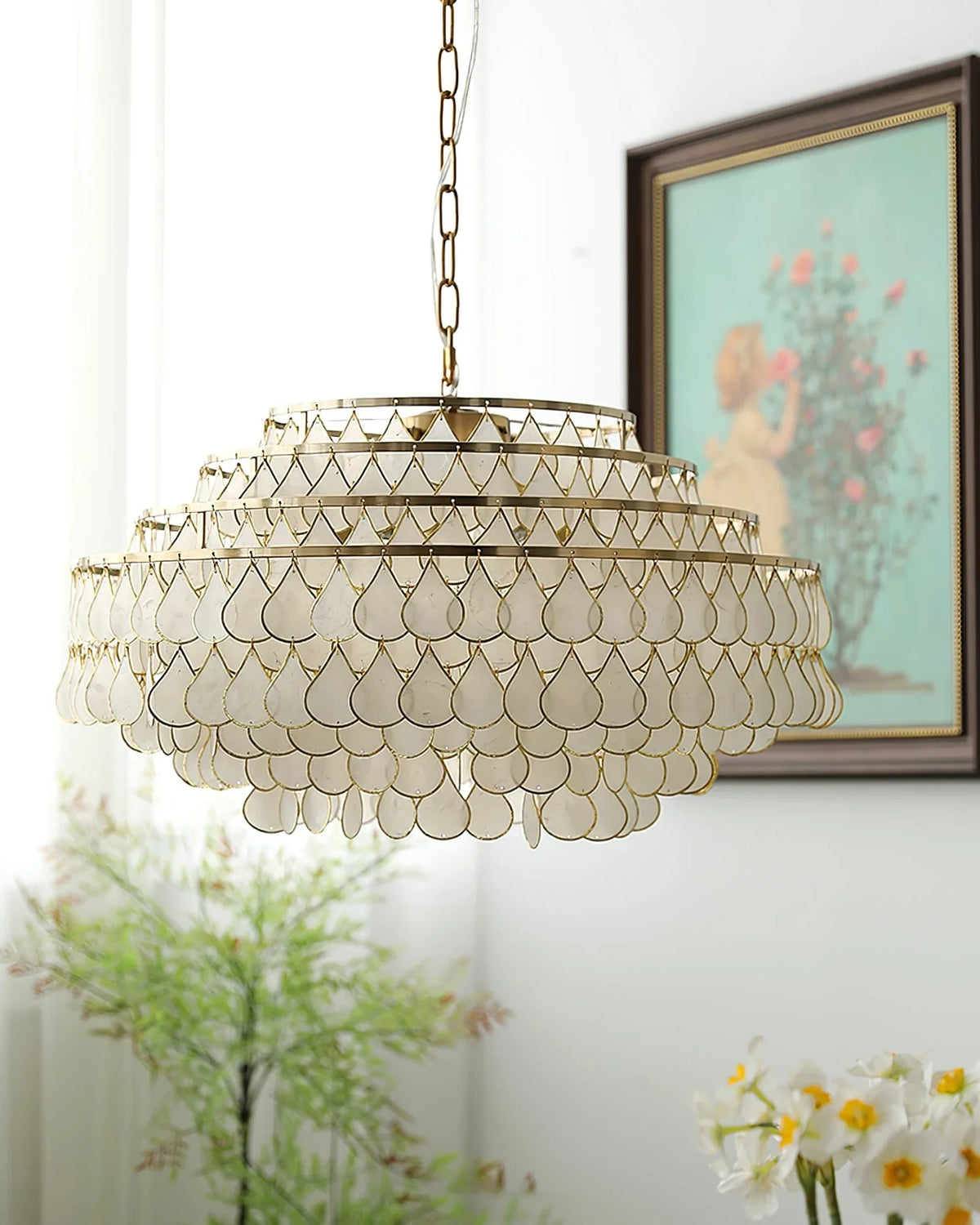 Teardrops Capiz Chandelier - view 12 | Metavaya