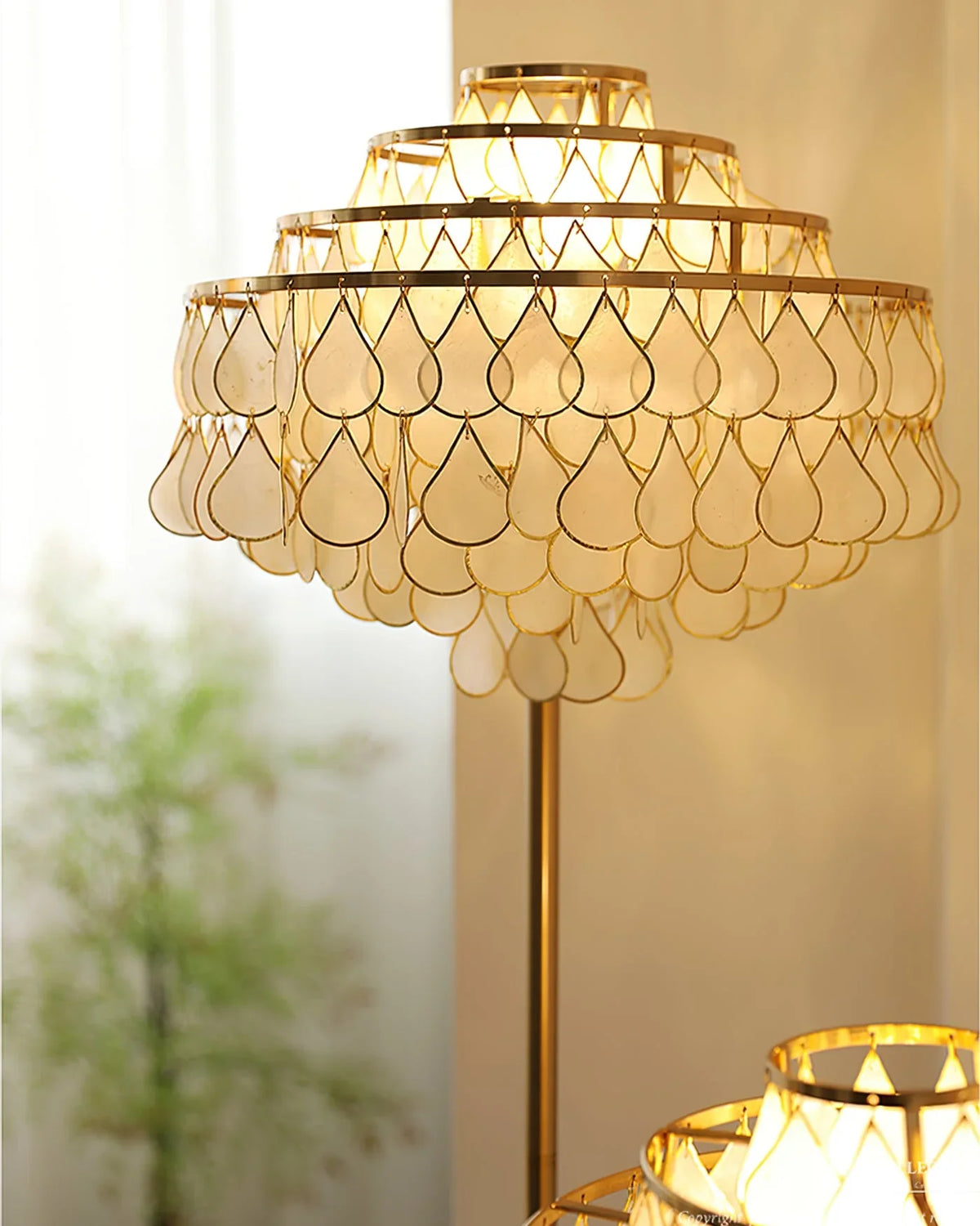 Teardrops Capiz Floor Lamp - view 4 | Metavaya