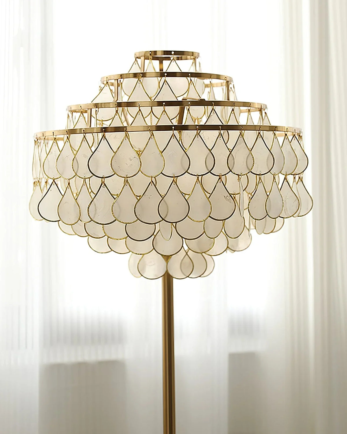 Teardrops Capiz Floor Lamp - view 5 | Metavaya