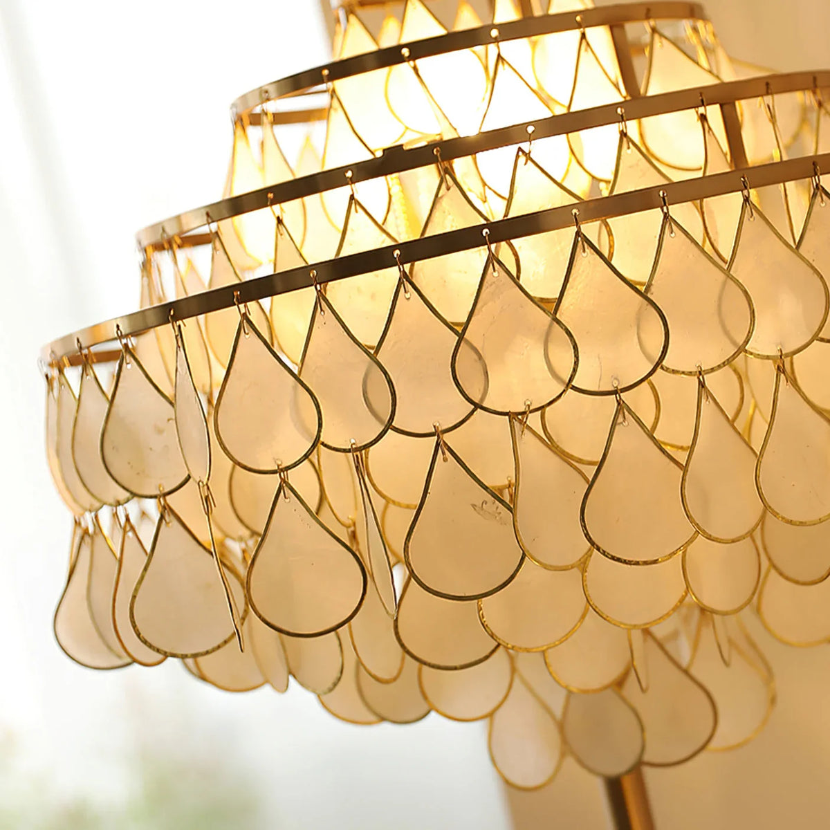 Teardrops Capiz Floor Lamp - view 6 | Metavaya