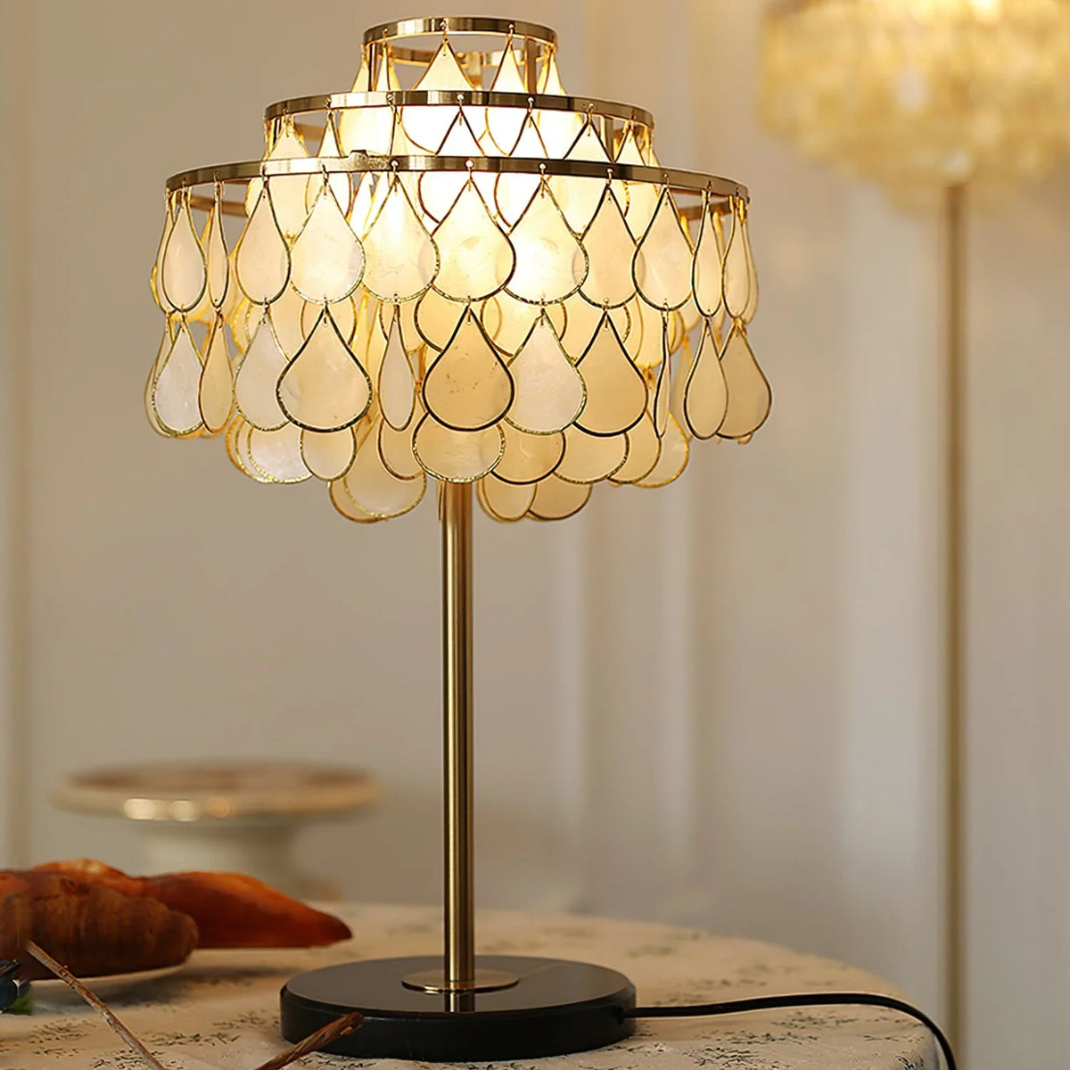 Teardrops Capiz Table Lamp - view 5 | Metavaya
