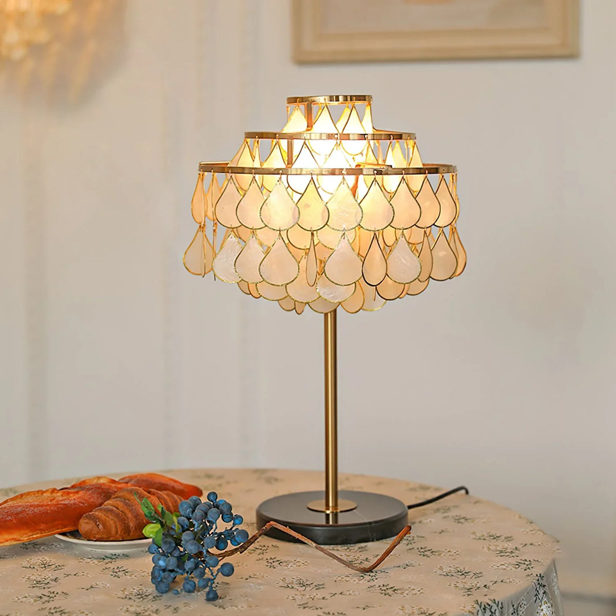 Teardrops Capiz Table Lamp - view 3 | Metavaya