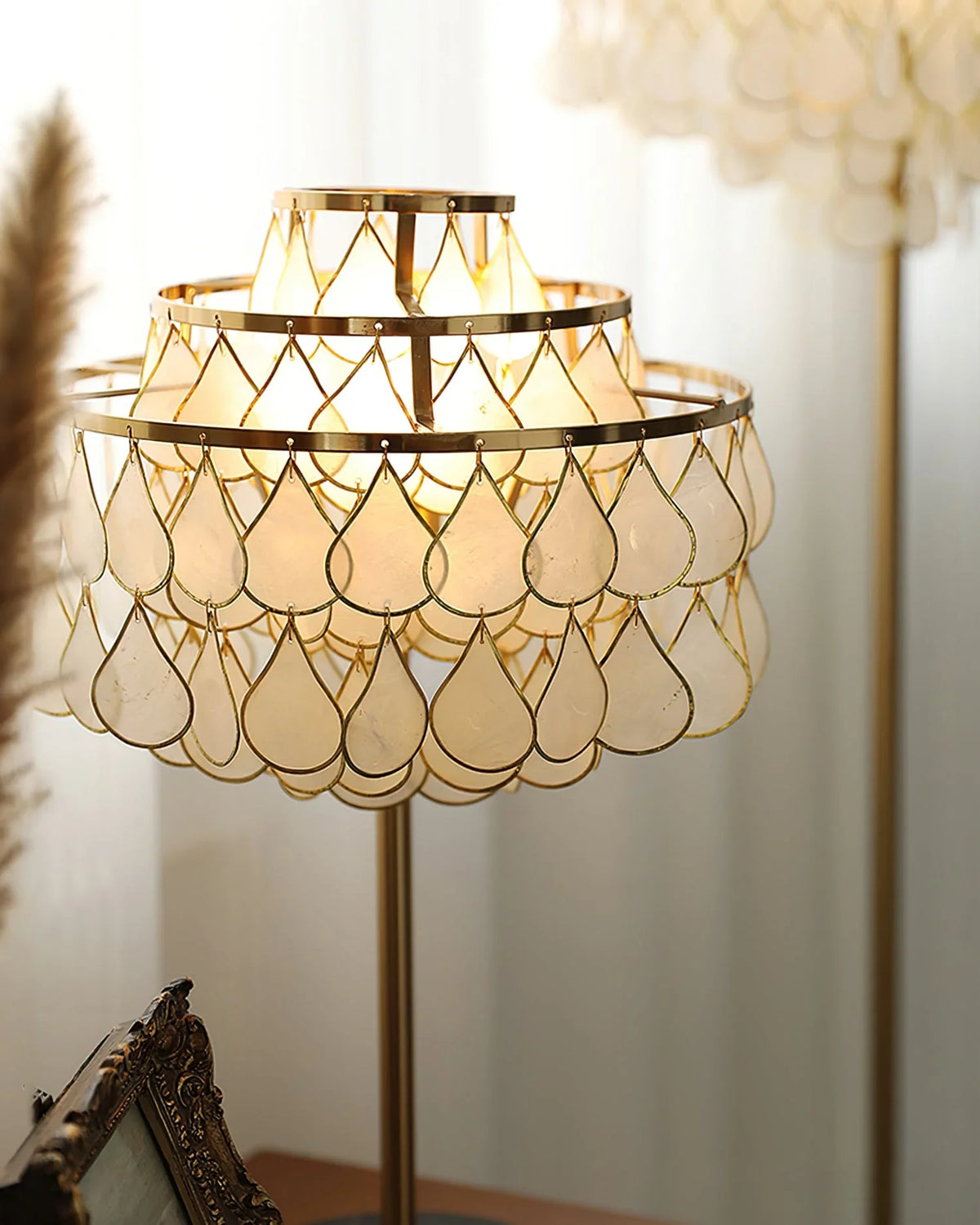 Teardrops Capiz Table Lamp - view 4 | Metavaya