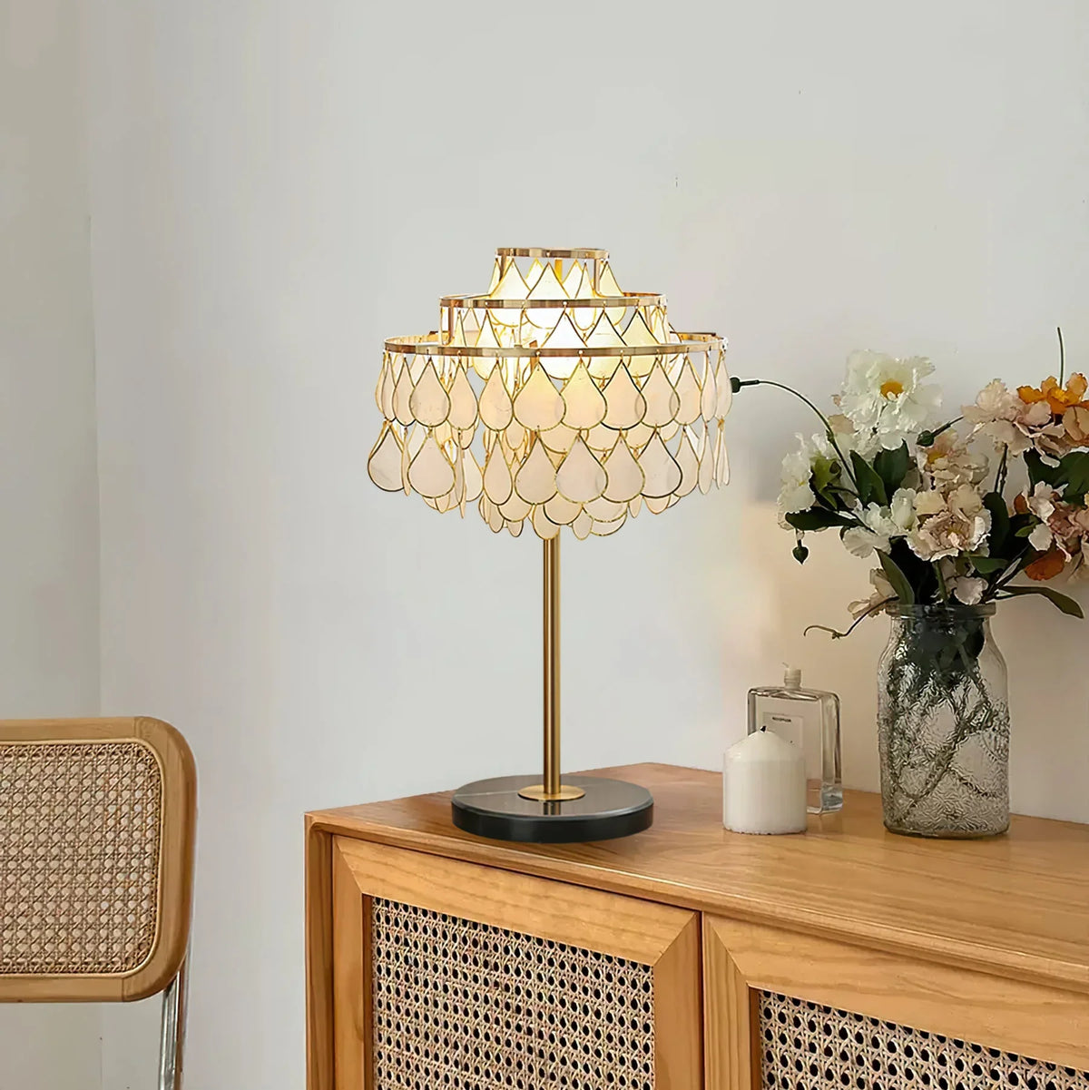 Teardrops Capiz Table Lamp - view 6 | Metavaya