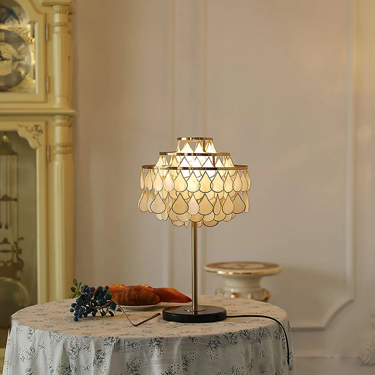 Teardrops Capiz Table Lamp - view 8 | Metavaya