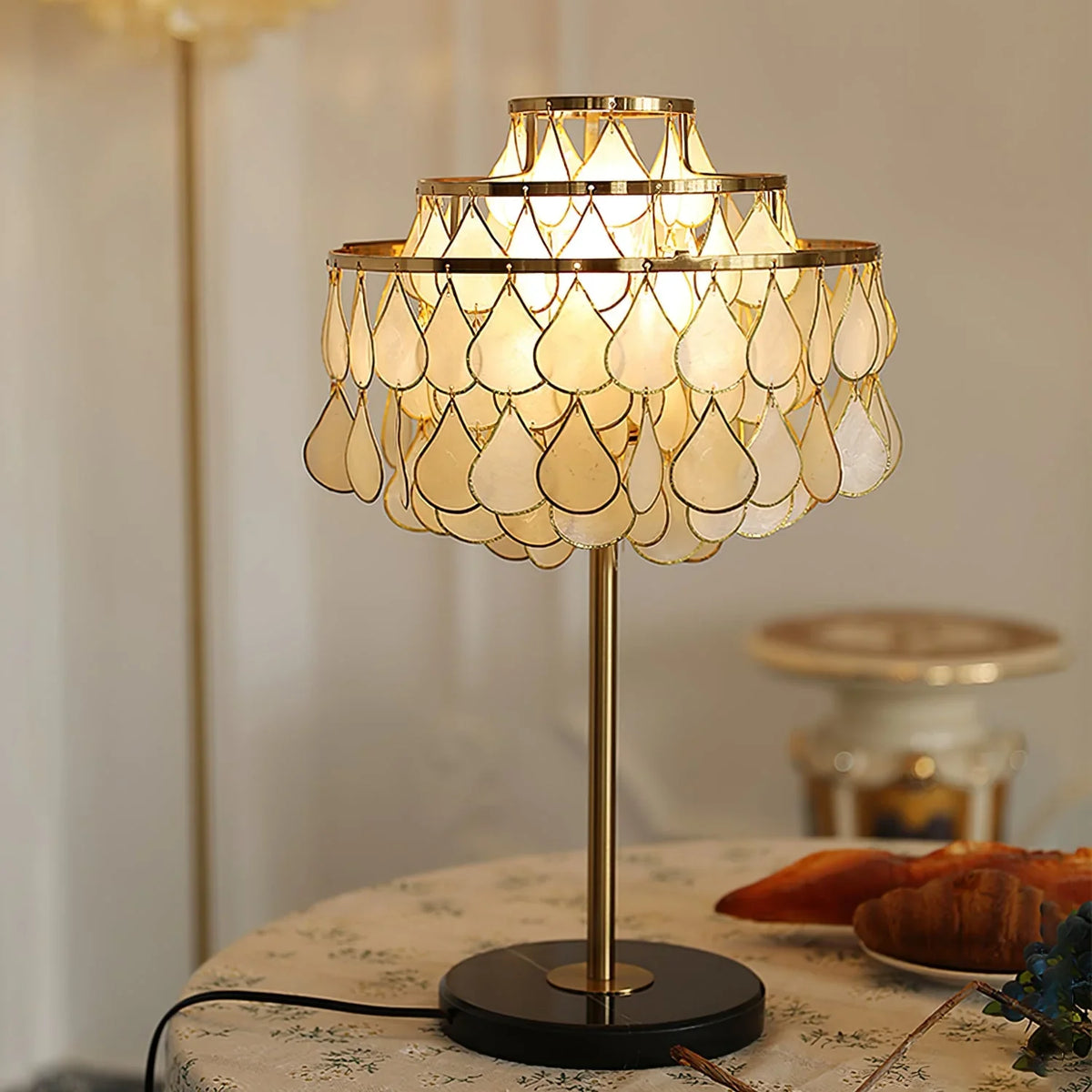 Teardrops Capiz Table Lamp - view 9 | Metavaya