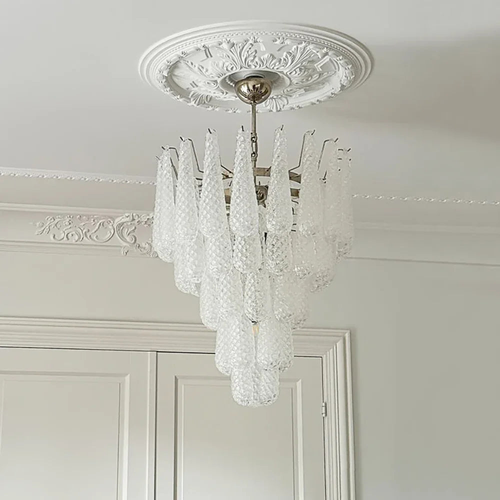 Transparent Glass Petals Chandelier - view 2 | Metavaya