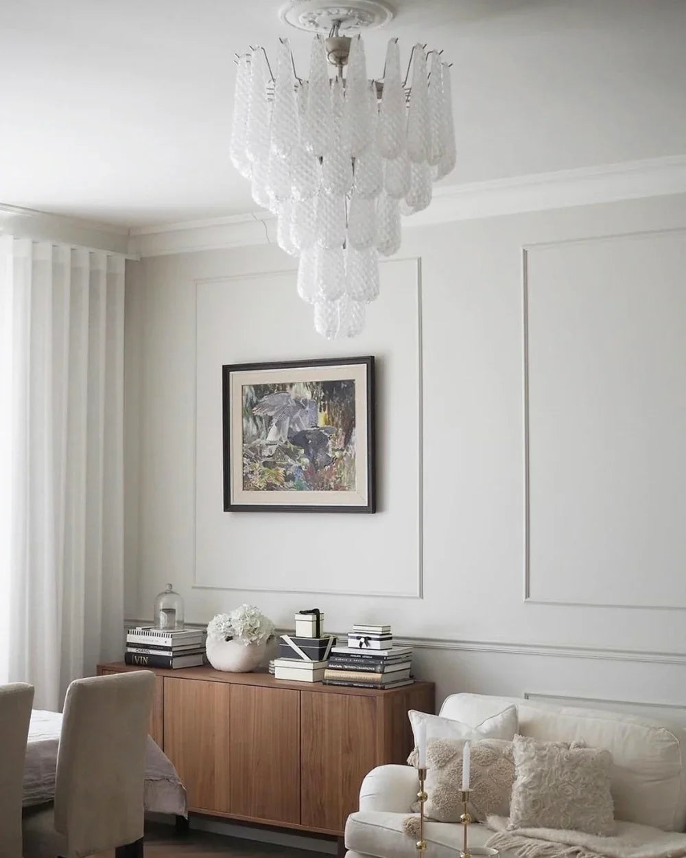 Transparent Glass Petals Chandelier - view 7 | Metavaya