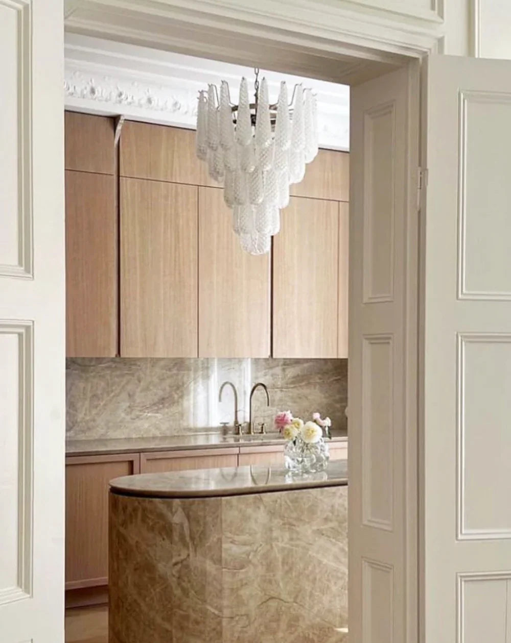 Transparent Glass Petals Chandelier - view 12 | Metavaya