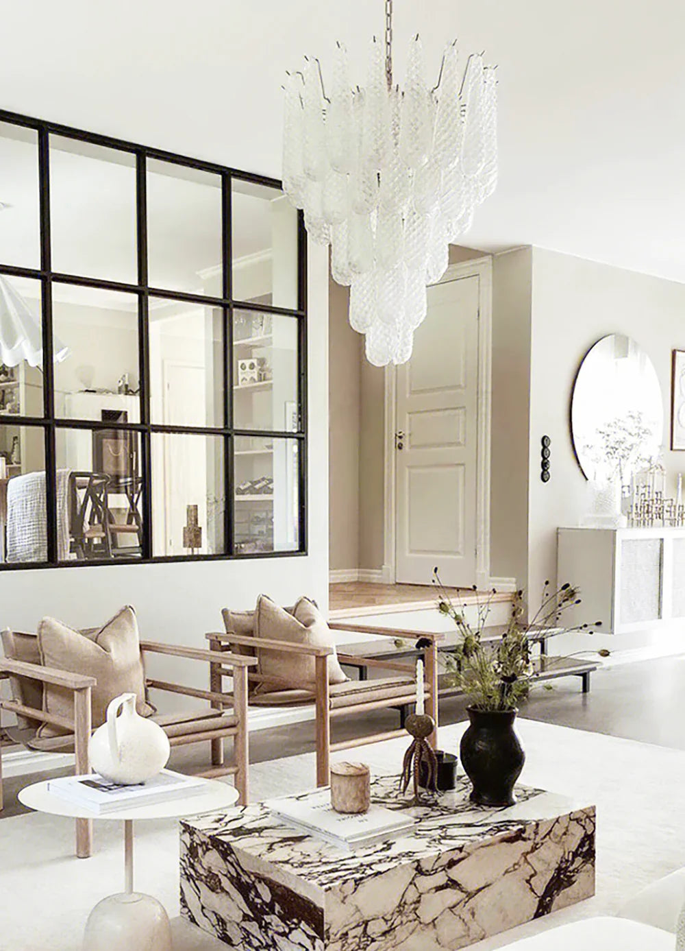 Transparent Glass Petals Chandelier - view 15 | Metavaya