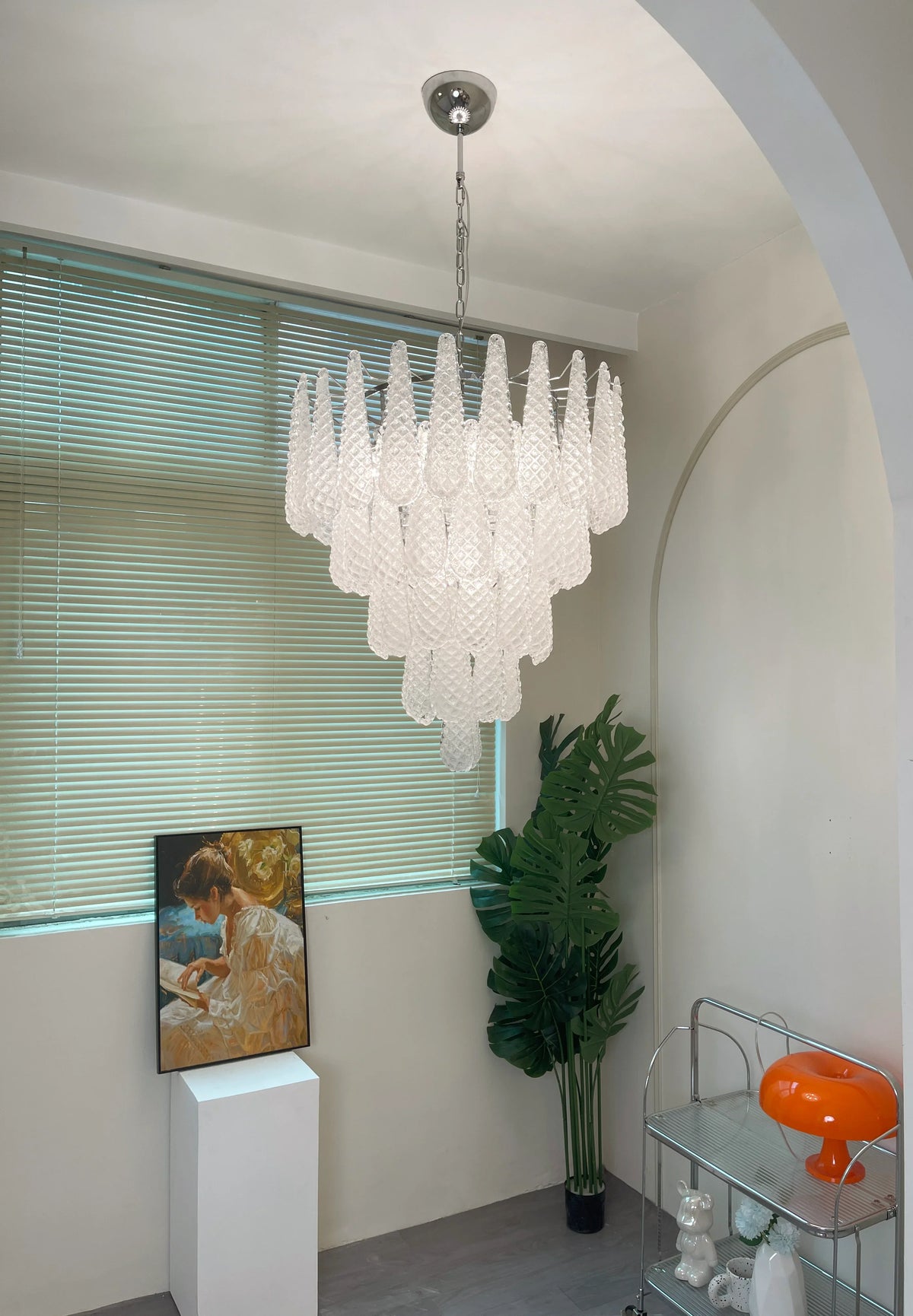 Transparent Glass Petals Chandelier - view 8 | Metavaya
