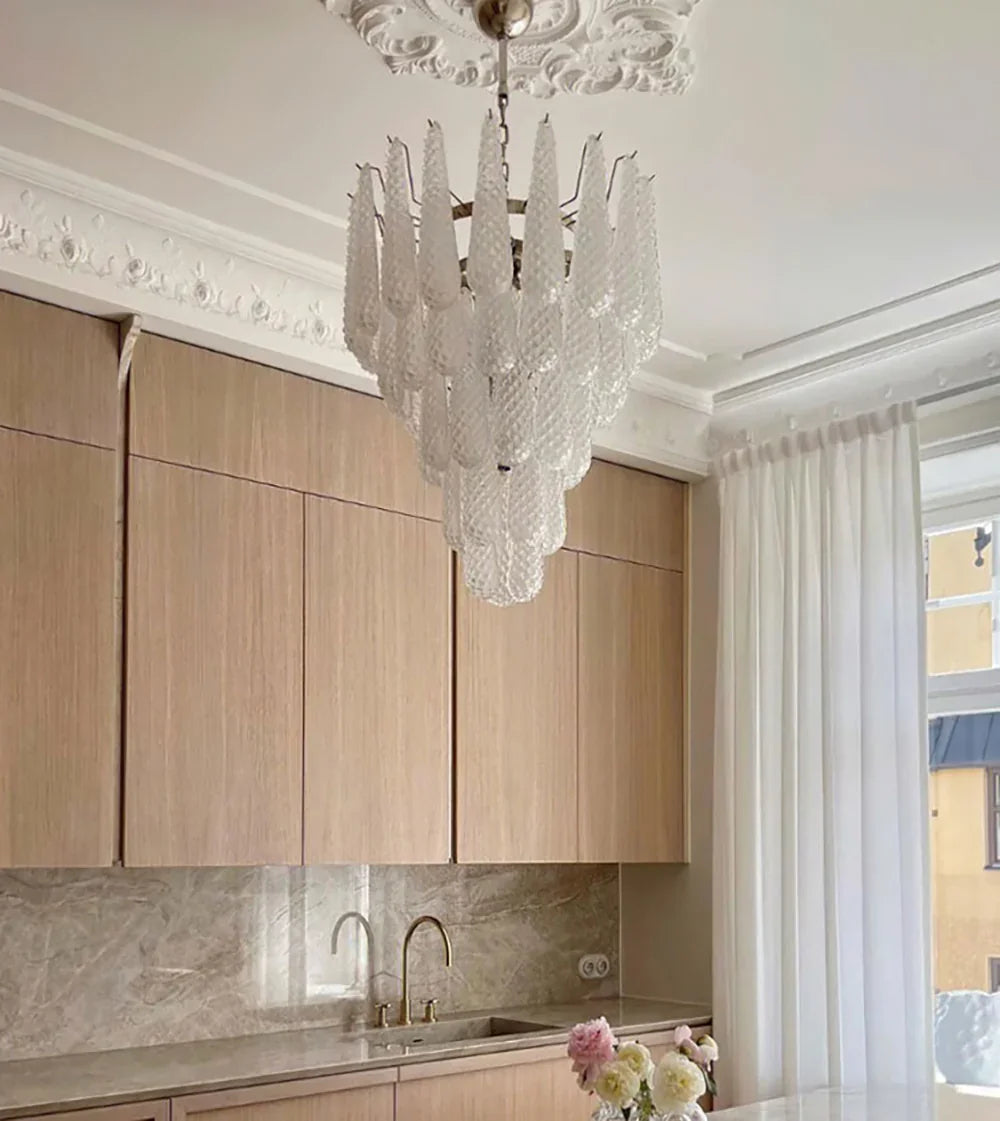 Transparent Glass Petals Chandelier - view 20 | Metavaya