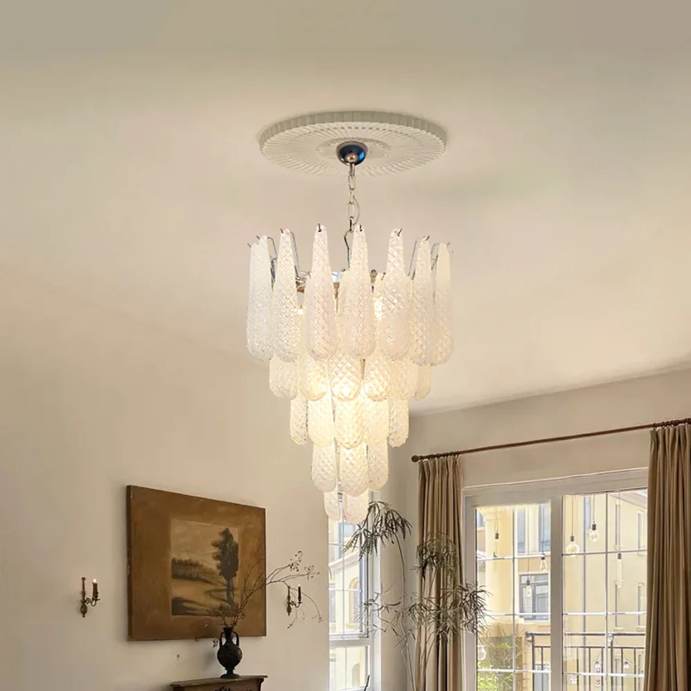 Transparent Glass Petals Chandelier - view 3 | Metavaya
