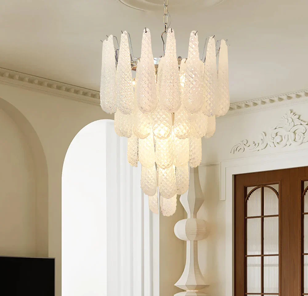 Transparent Glass Petals Chandelier - view 4 | Metavaya