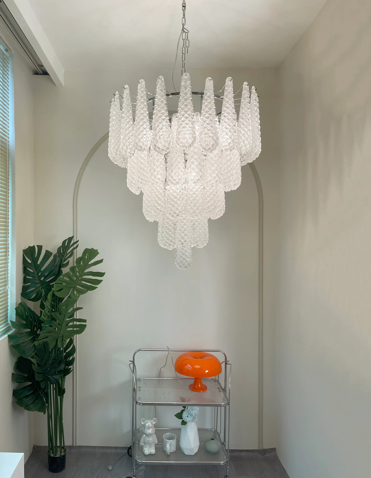 Transparent Glass Petals Chandelier - view 9 | Metavaya