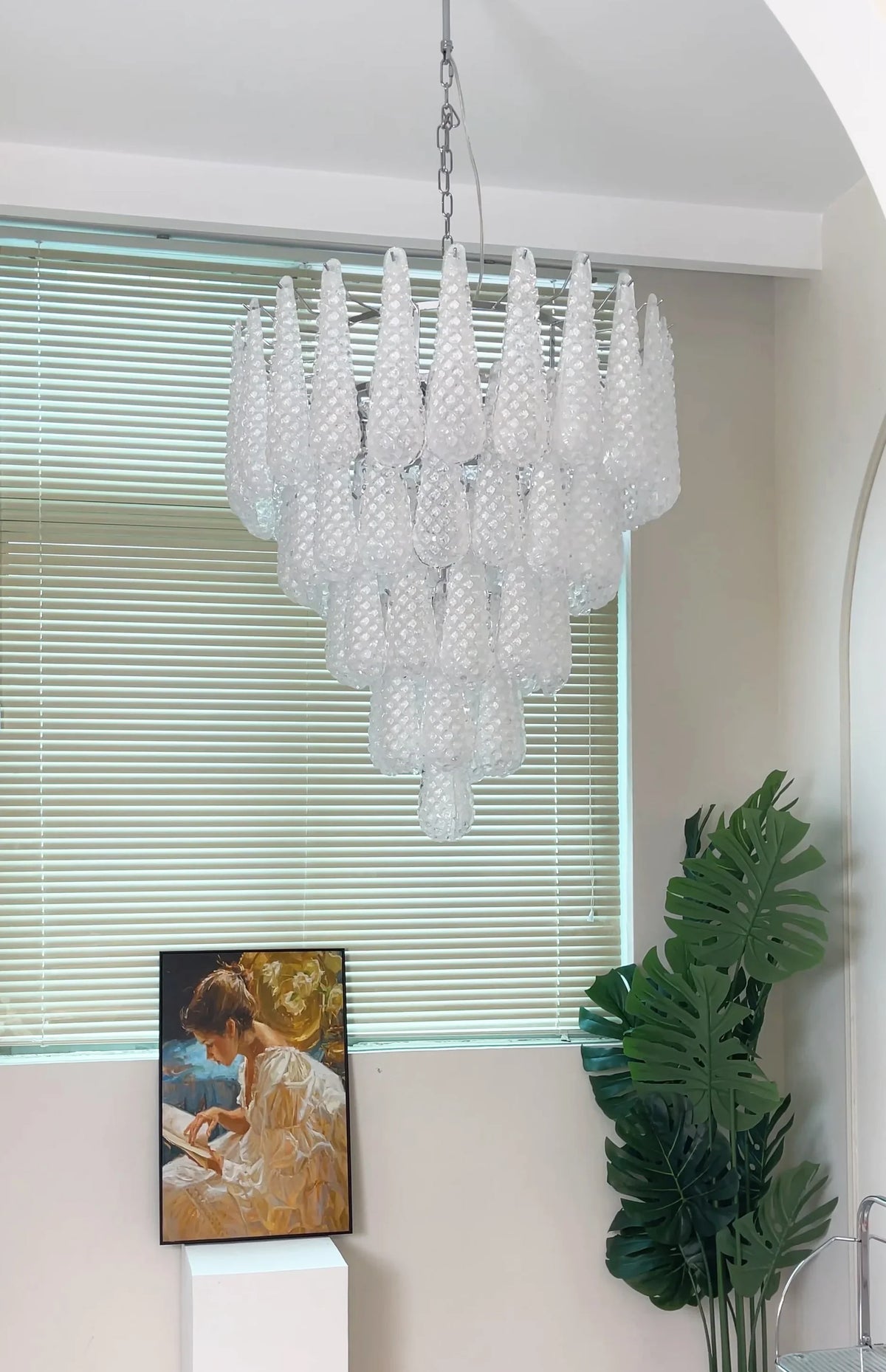 Transparent Glass Petals Chandelier - view 17 | Metavaya