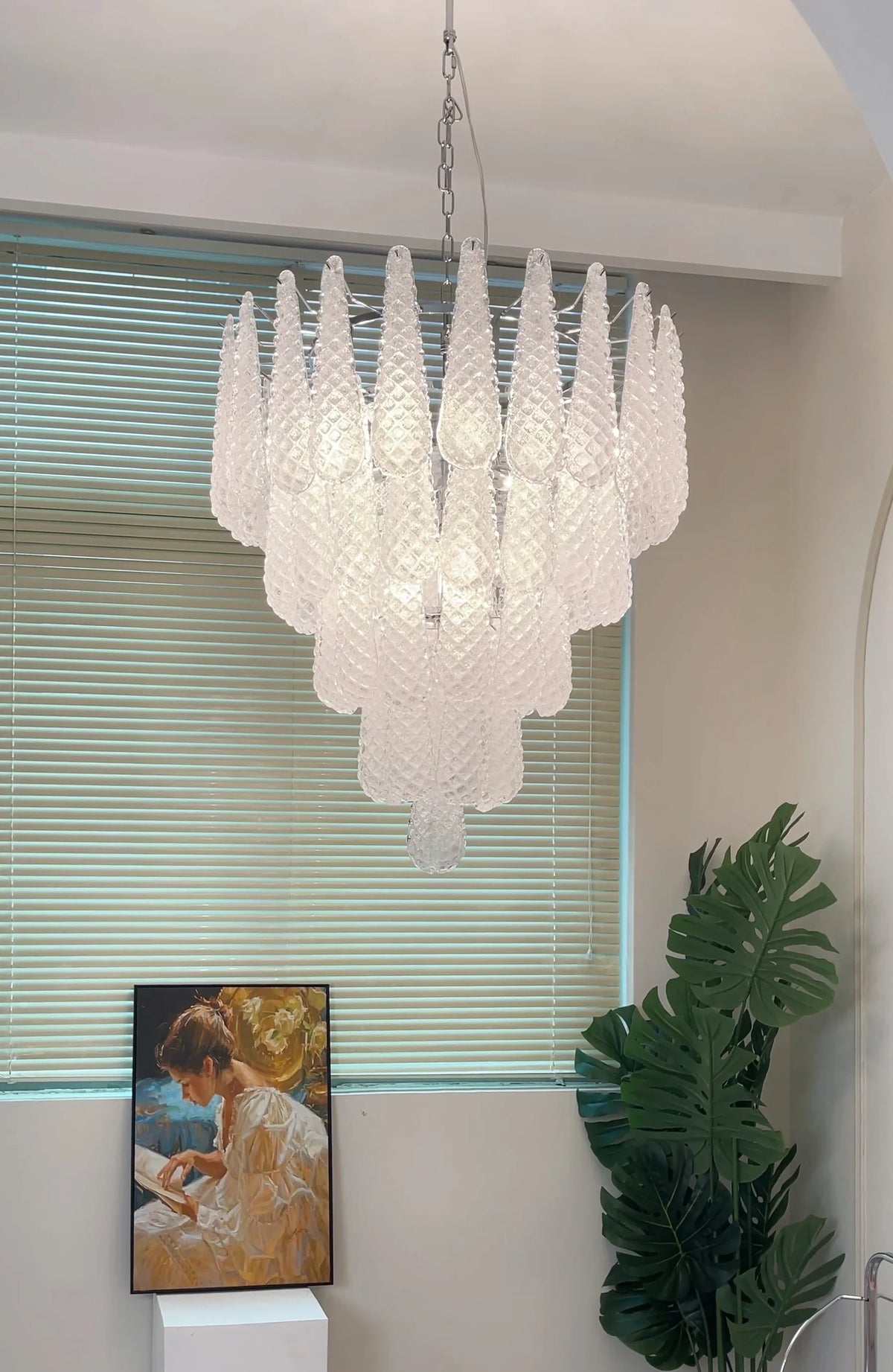 Transparent Glass Petals Chandelier - view 18 | Metavaya
