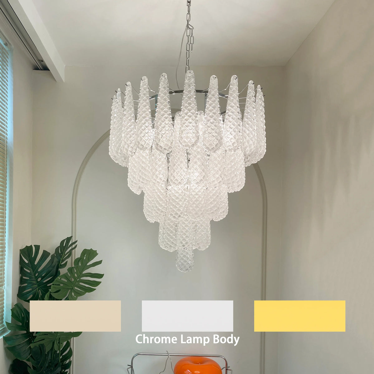 Transparent Glass Petals Chandelier - view 28 | Metavaya