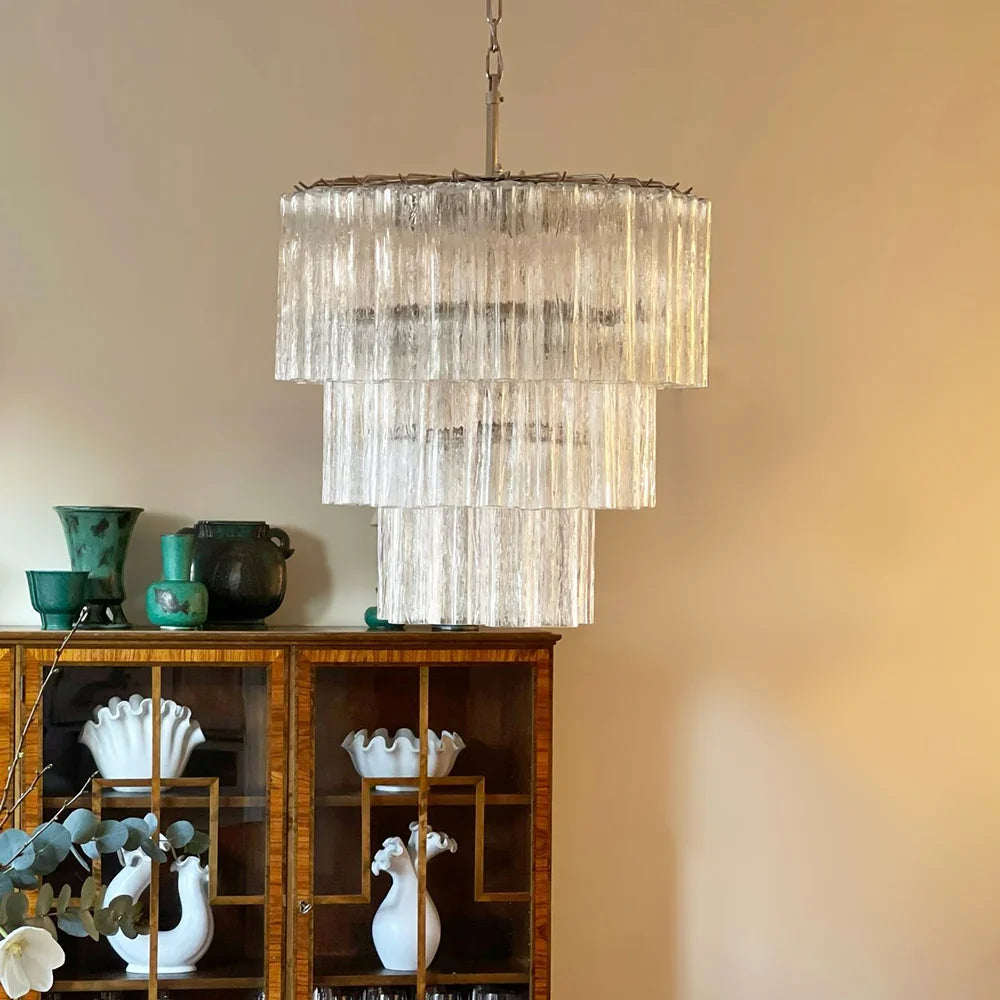 Transparent Glass Tube Chandelier - view 2 | Metavaya