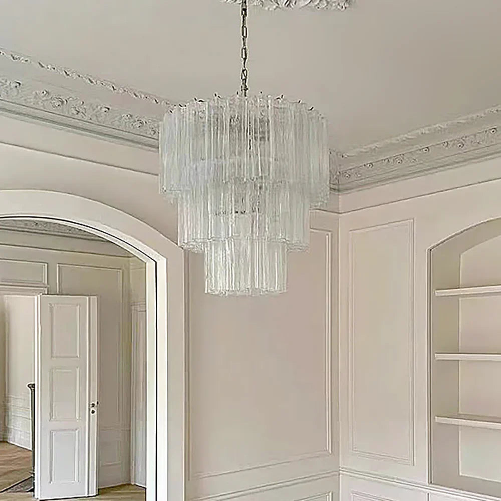 Transparent Glass Tube Chandelier - view 4 | Metavaya