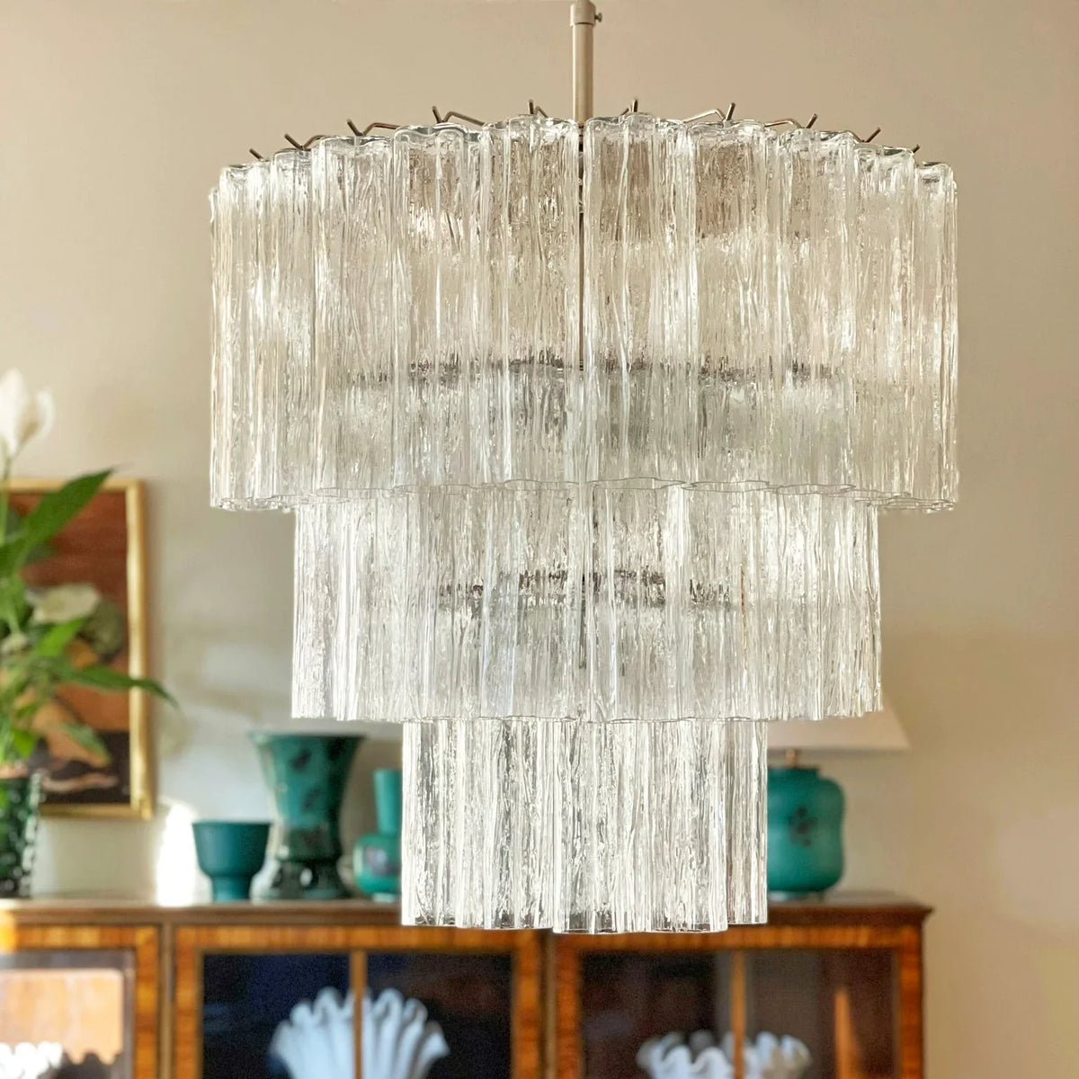 Transparent Glass Tube Chandelier - view 10 | Metavaya