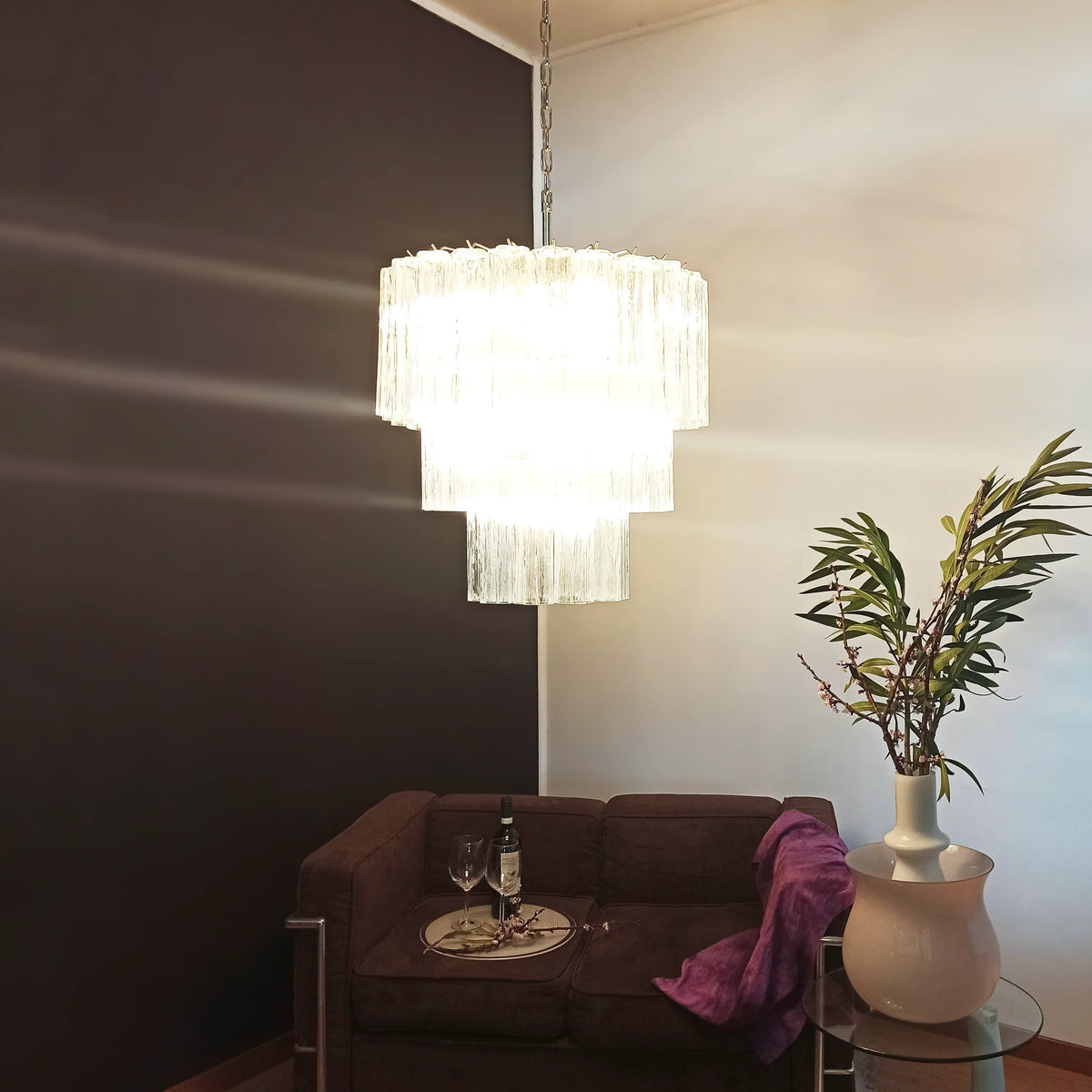 Transparent Glass Tube Chandelier - view 3 | Metavaya