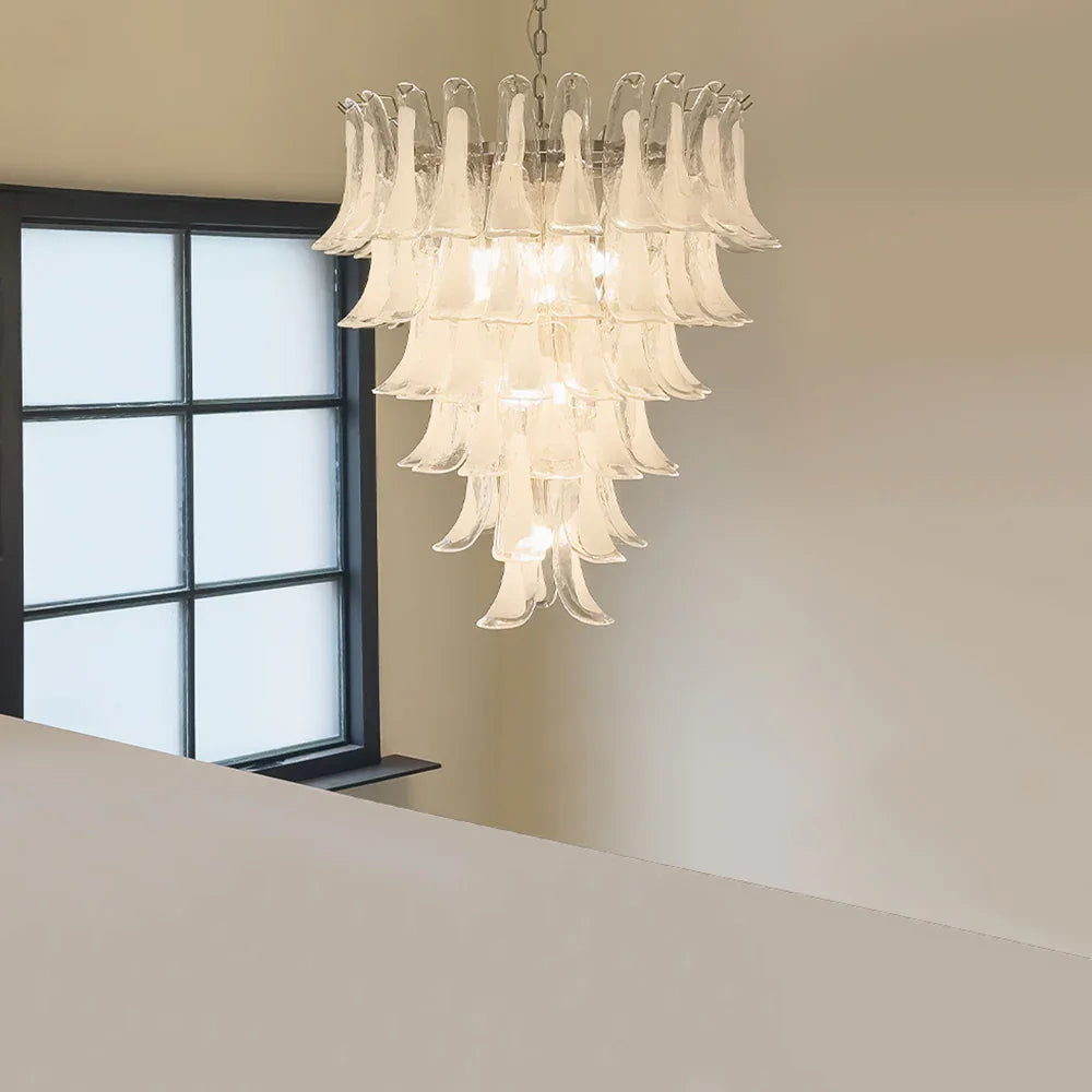 Transparent White Petals Chandelier - view 3 | Metavaya