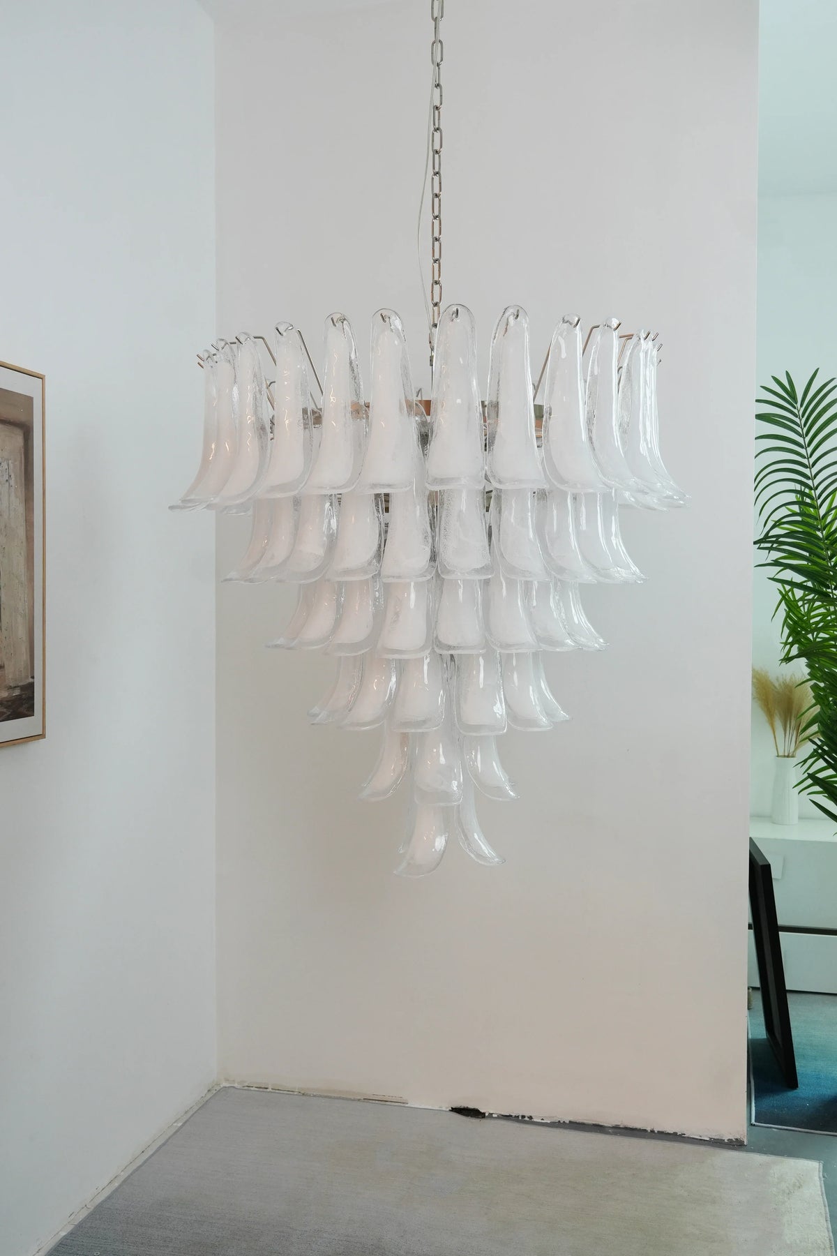 Transparent White Petals Chandelier - view 18 | Metavaya