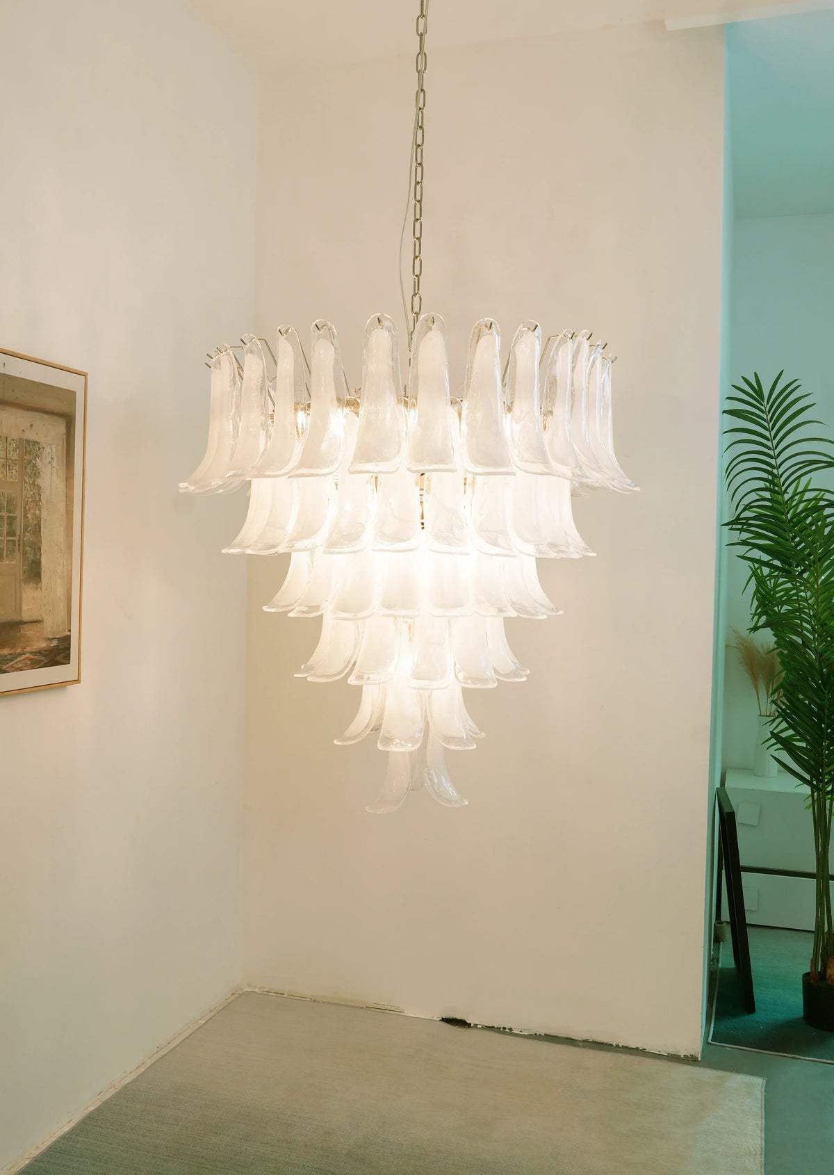 Transparent White Petals Chandelier - view 8 | Metavaya