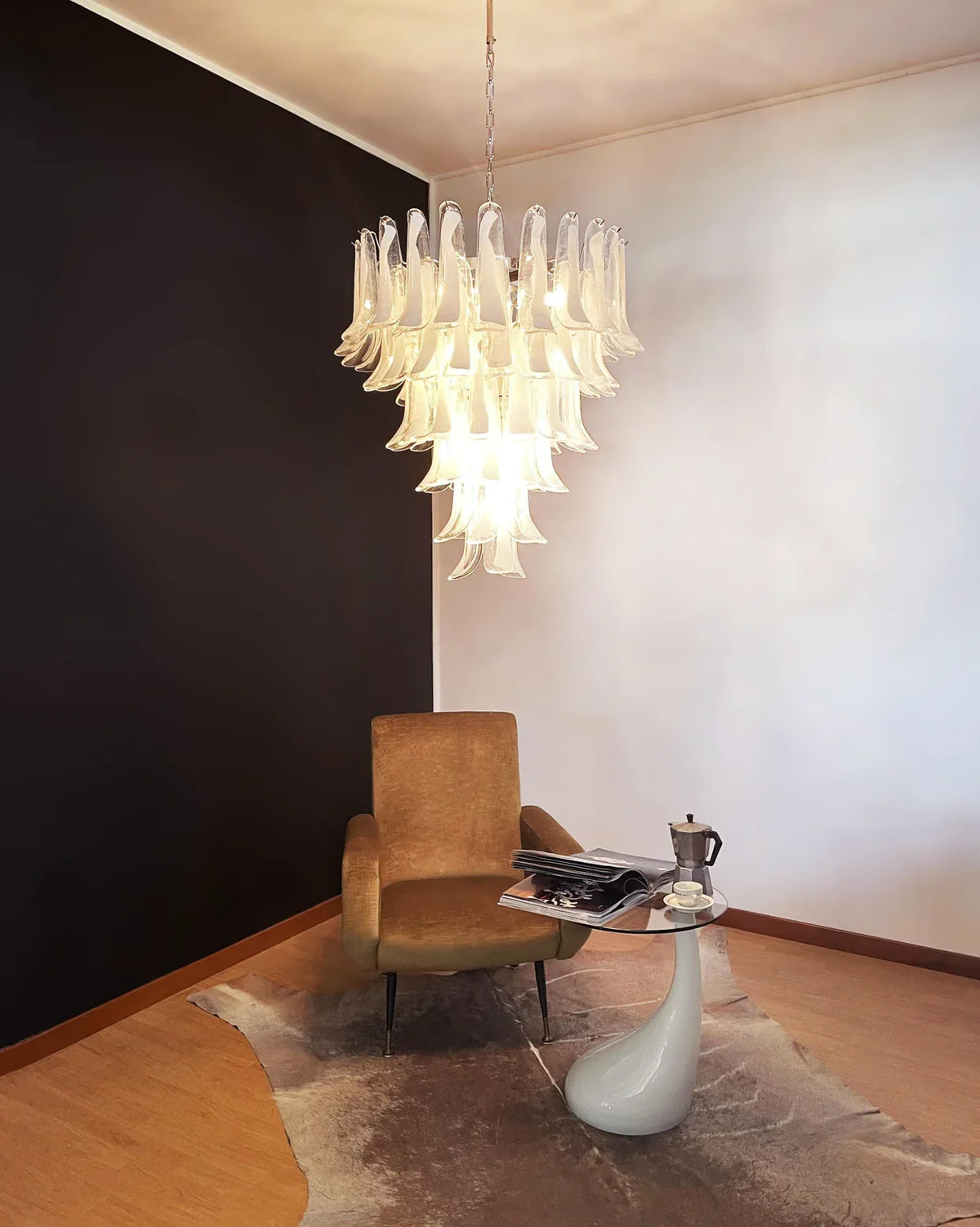 Transparent White Petals Chandelier - view 6 | Metavaya