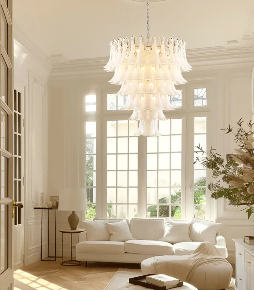 Transparent White Petals Chandelier - view 14 | Metavaya